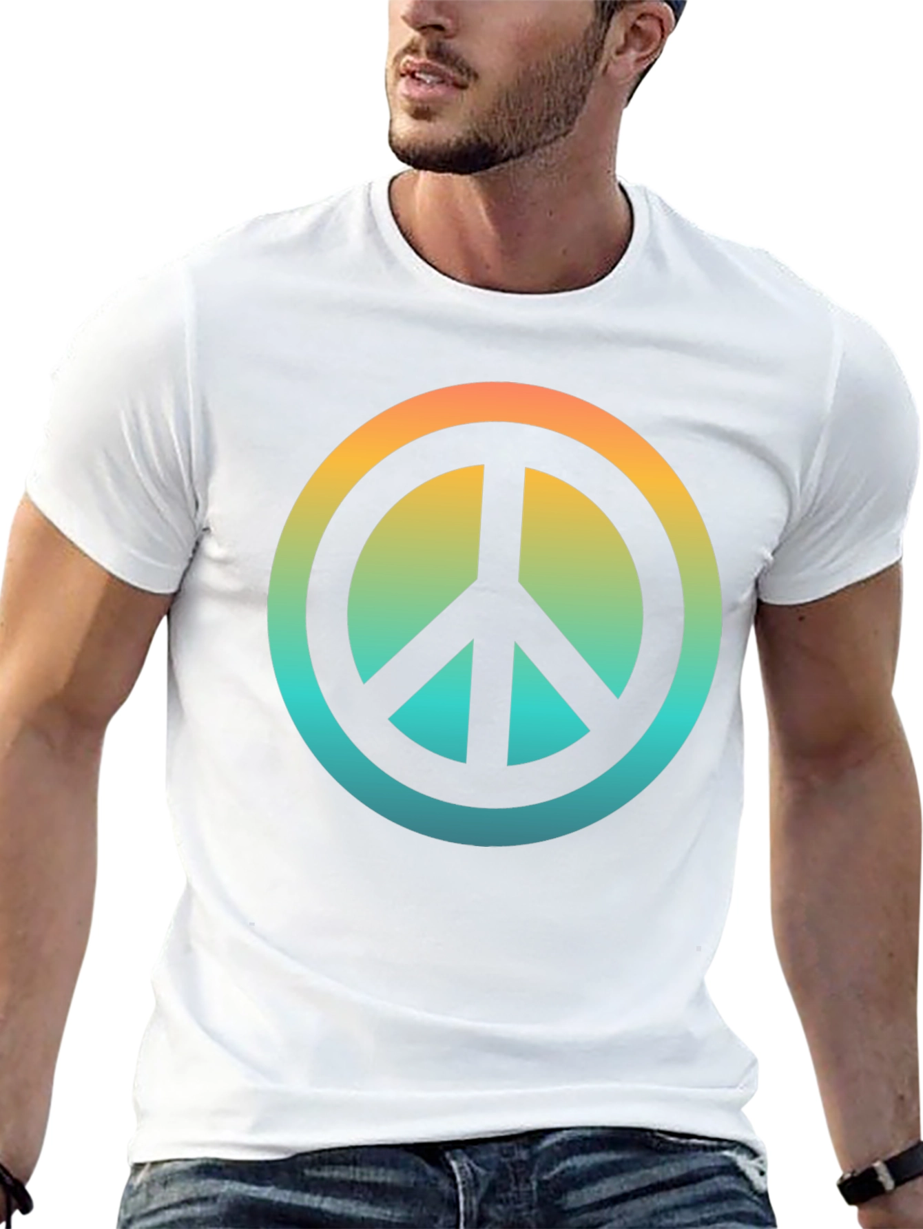 Retro Peace Sign Graphic T-Shirt - Black
