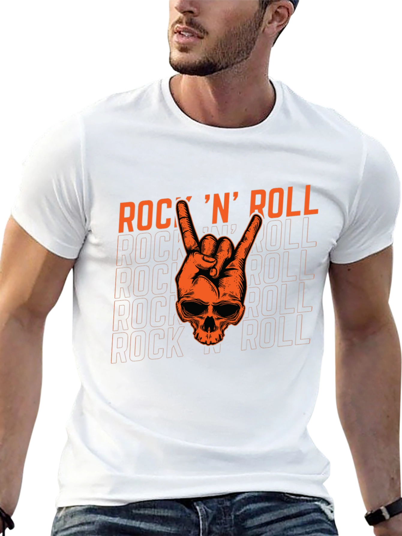 Rock N Roll Skull Graphic Tee - Black