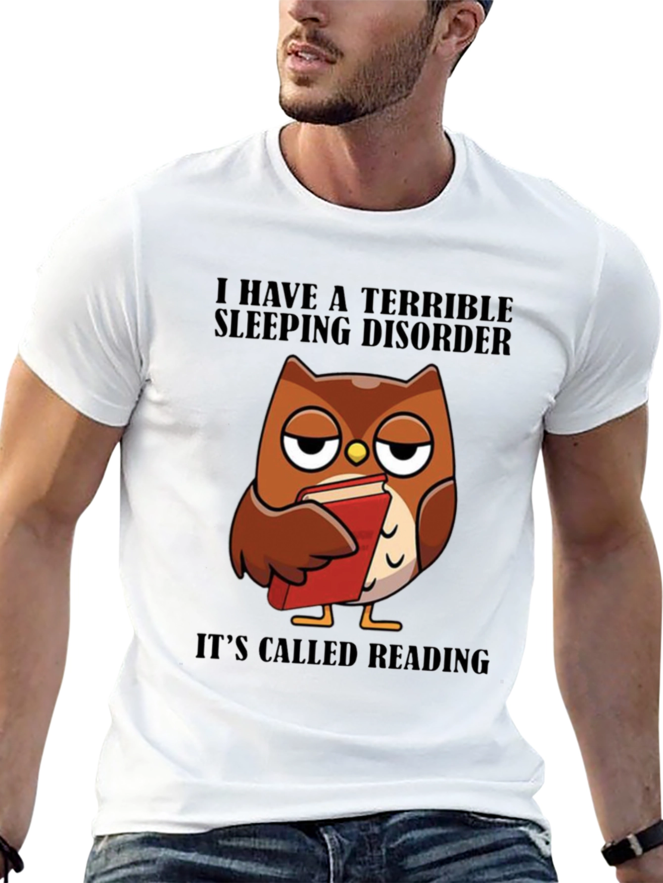 Reading Owl T-Shirt - Sleepy Owl Book Lover Tee