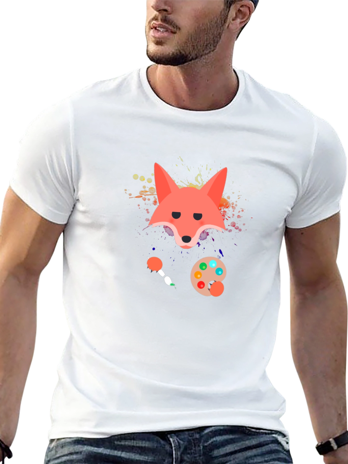 Fox Artist Graphic Print T-Shirt