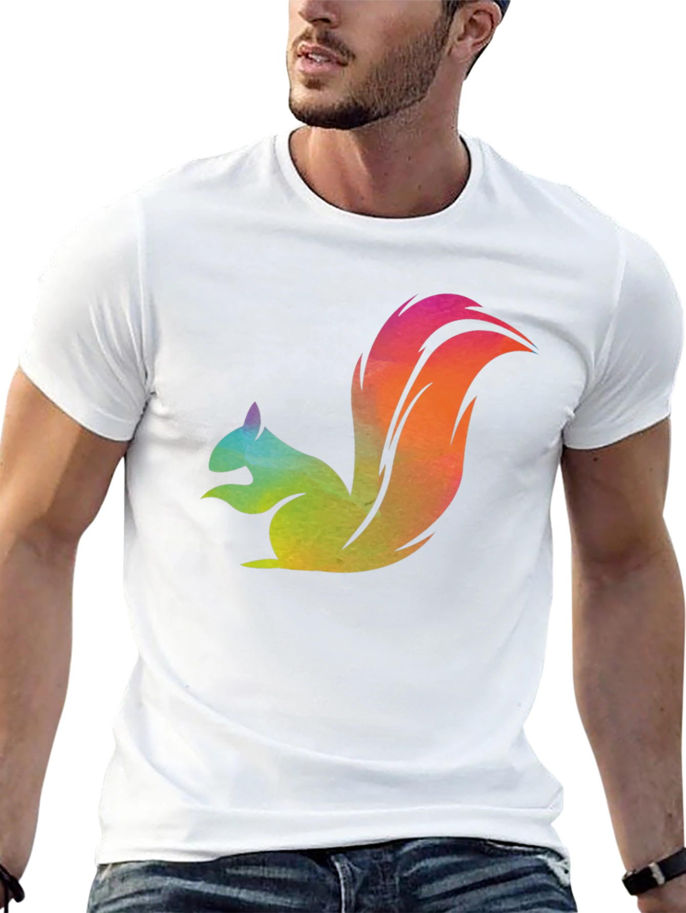 Rainbow Squirrel Graphic Tee - Mens Black T-Shirt