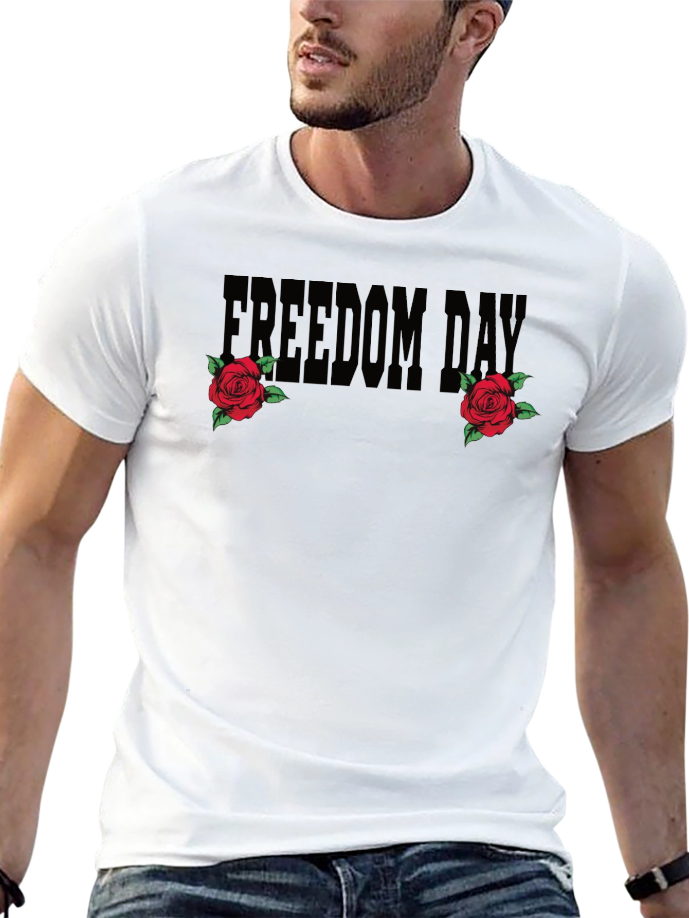 Freedom Day Rose Graphic T-Shirt