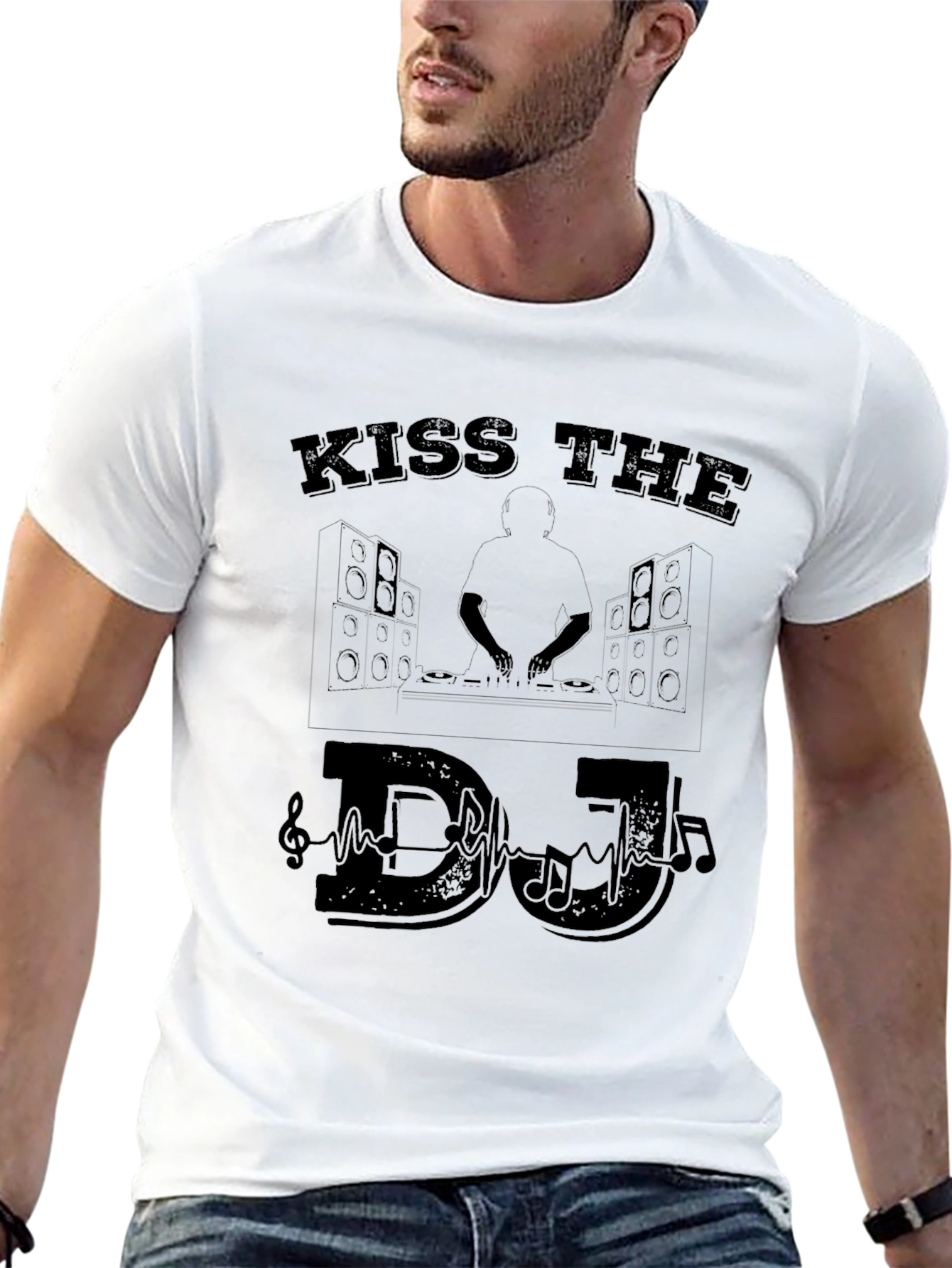 Kiss the DJ Black Graphic T-Shirt