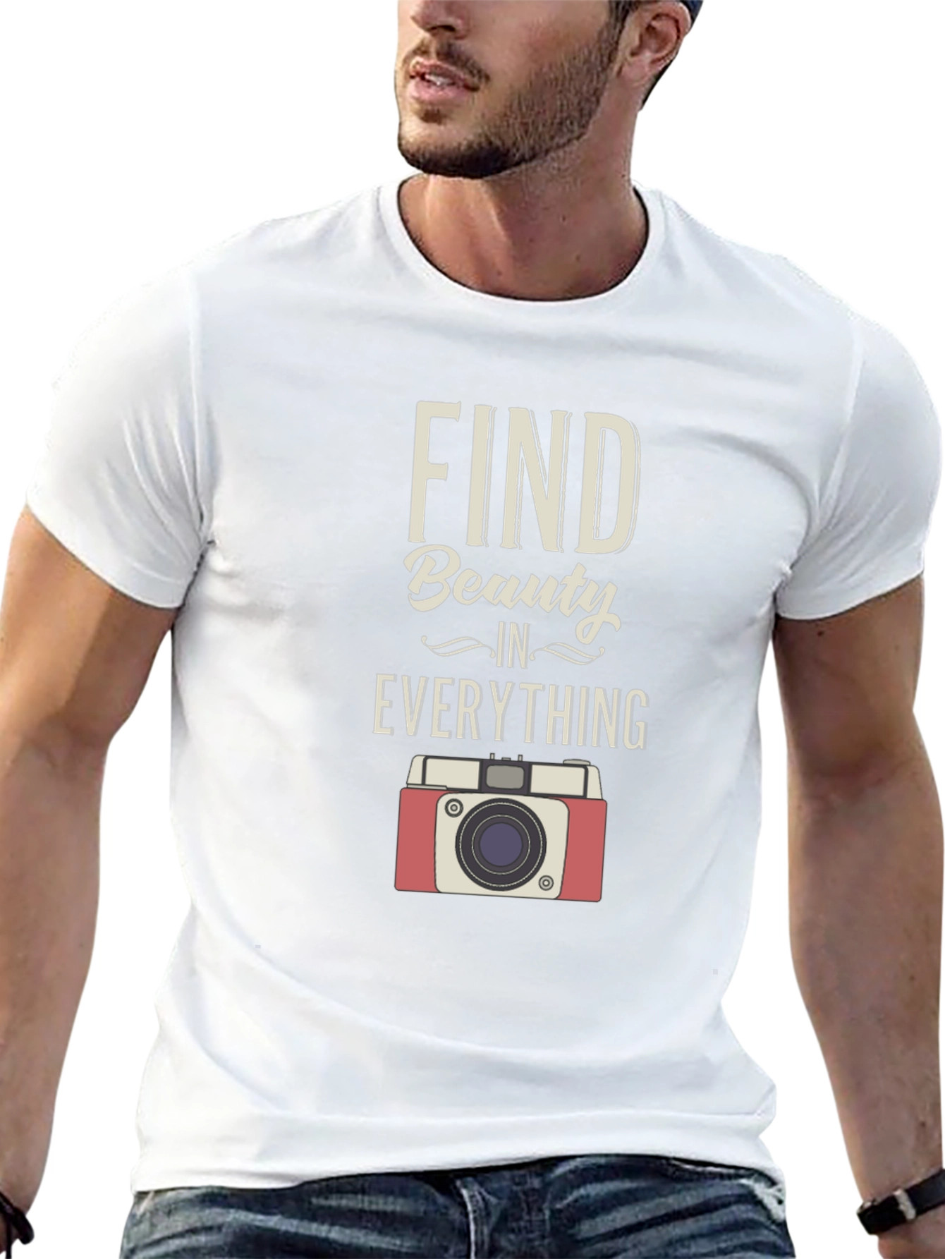 Find Beauty T-Shirt Camera Graphic Tee Positive Message Shirt