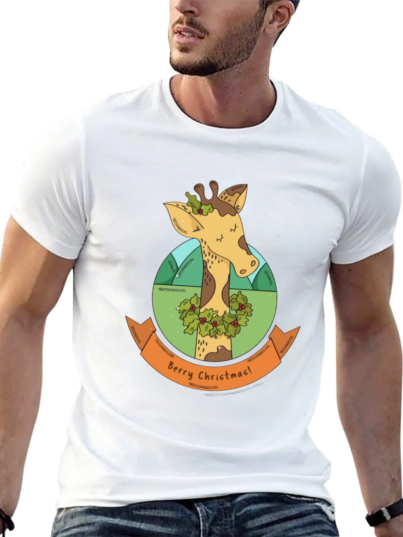 Berry Christmas Giraffe T-Shirt