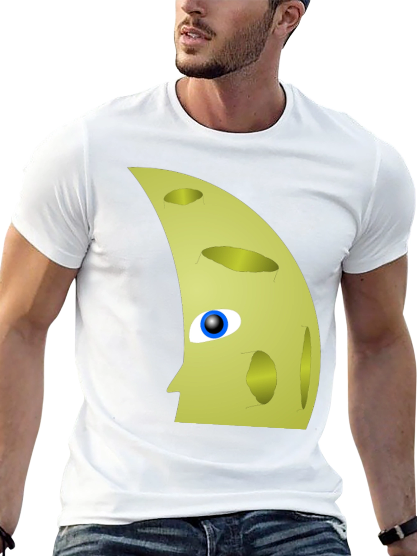 Moon Face Graphic Tee - Unique Mens Black T-Shirt