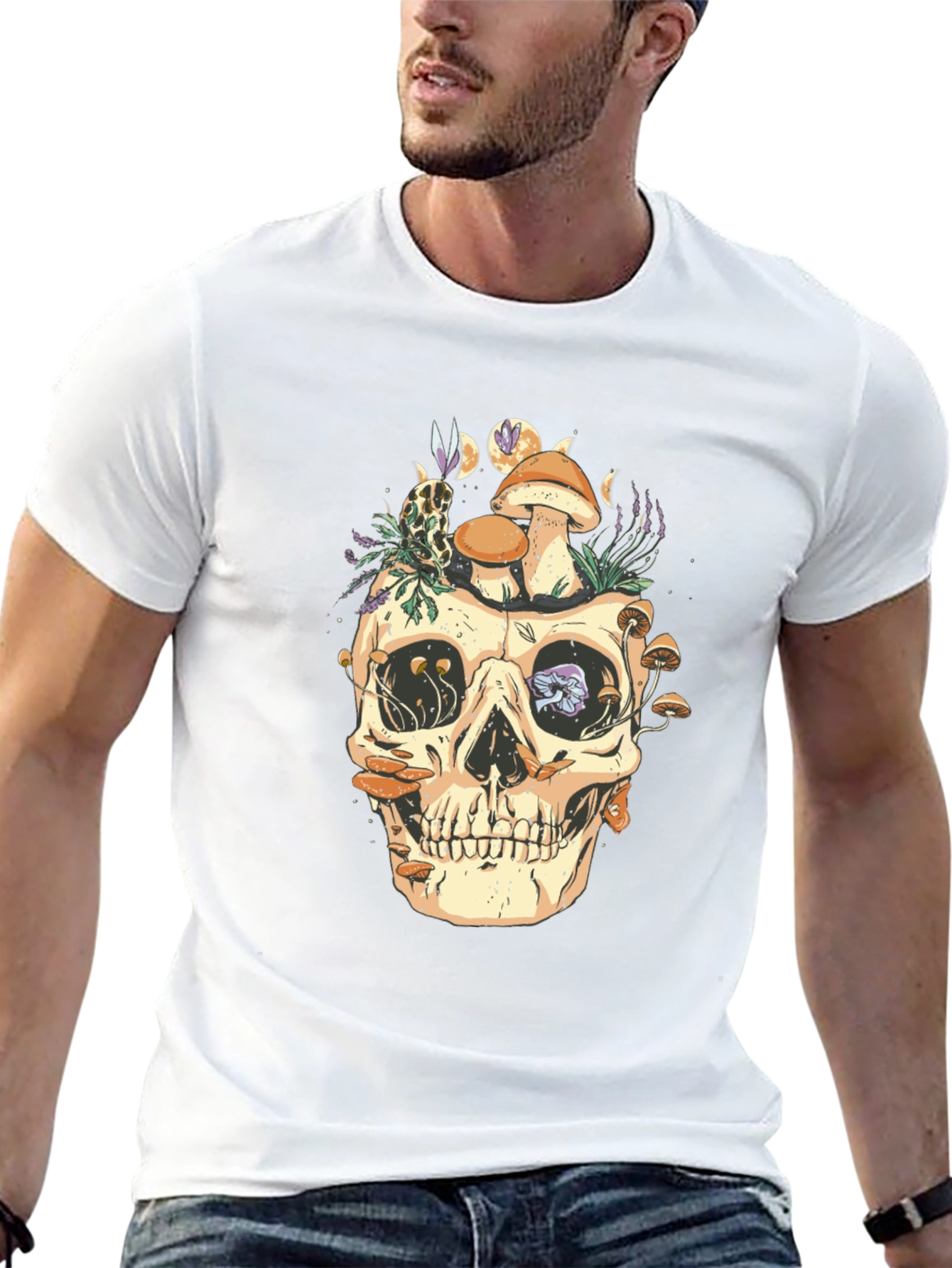 Skull & Mushroom Graphic T-Shirt