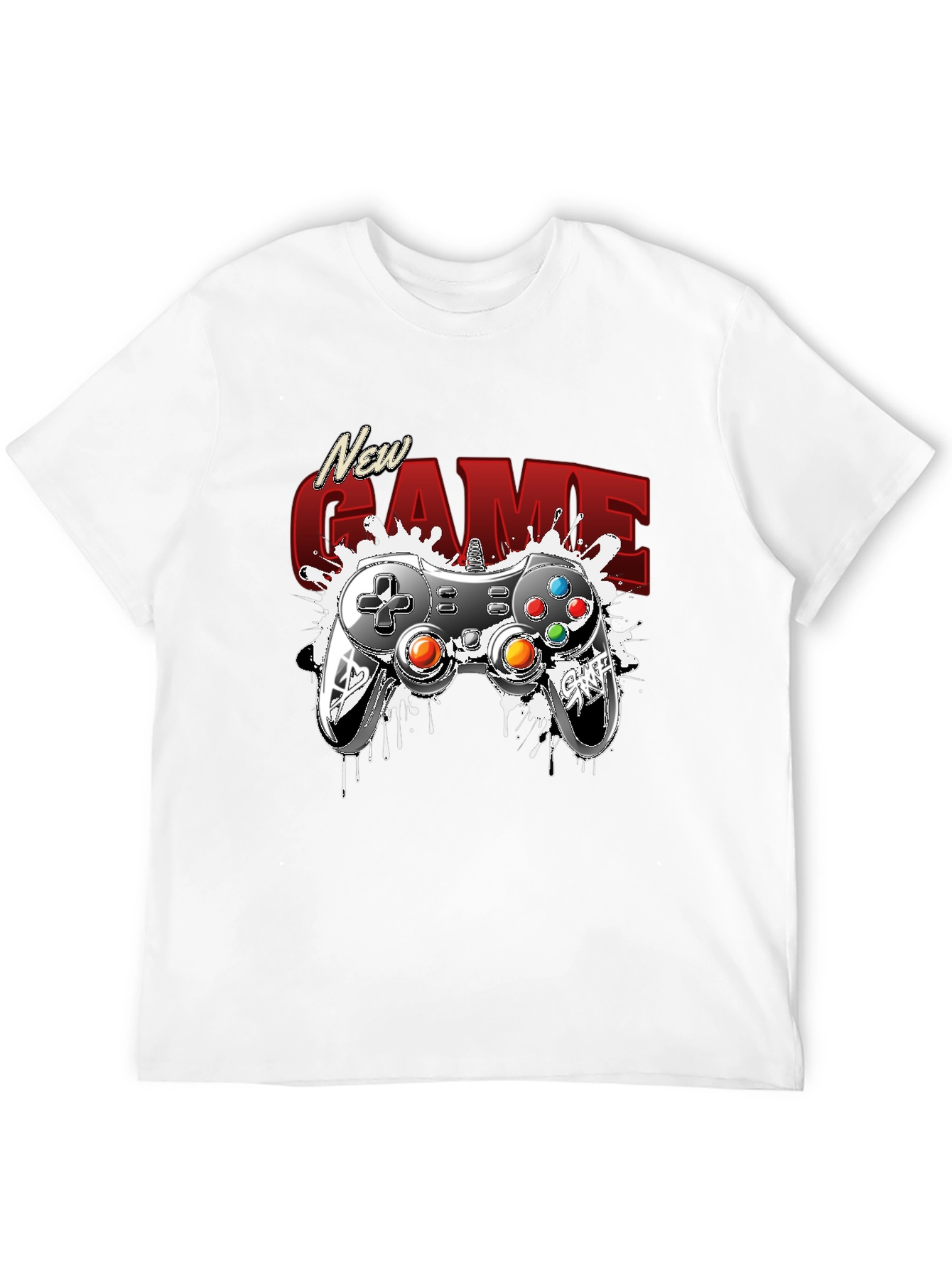 New Game Black Graphic Tee - Gamer Style