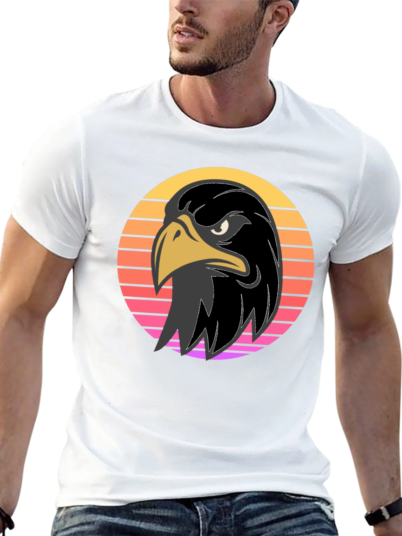 Retro Eagle Graphic Tee - Bold Black Shirt