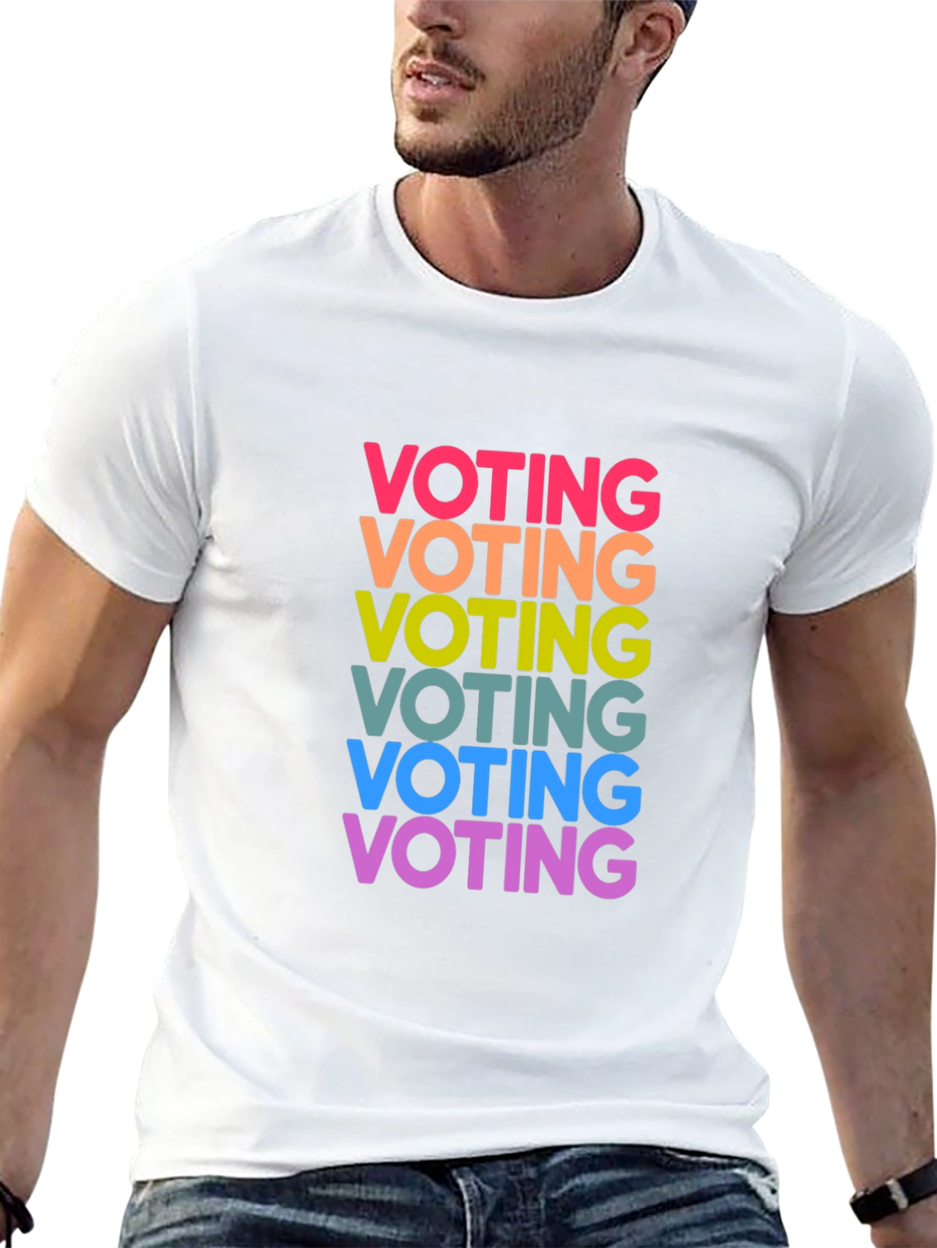 Vote Rainbow Text Graphic Black Tee