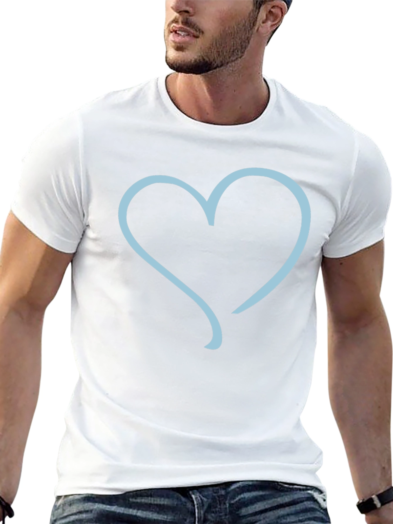 Heart Outline Graphic Tee - Black