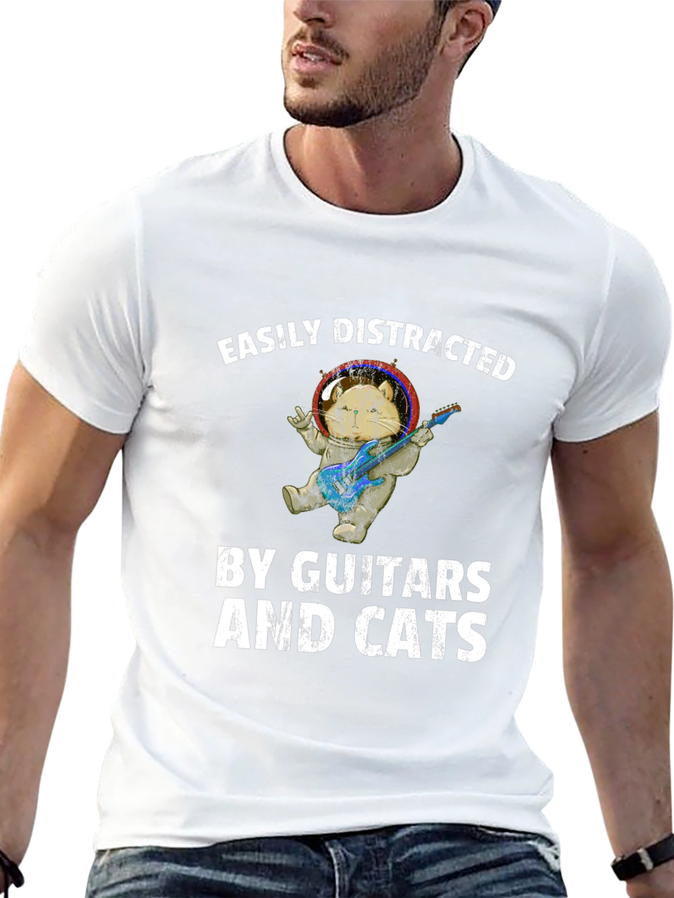 Easily Distracted By Guitars & Cats T-Shirt