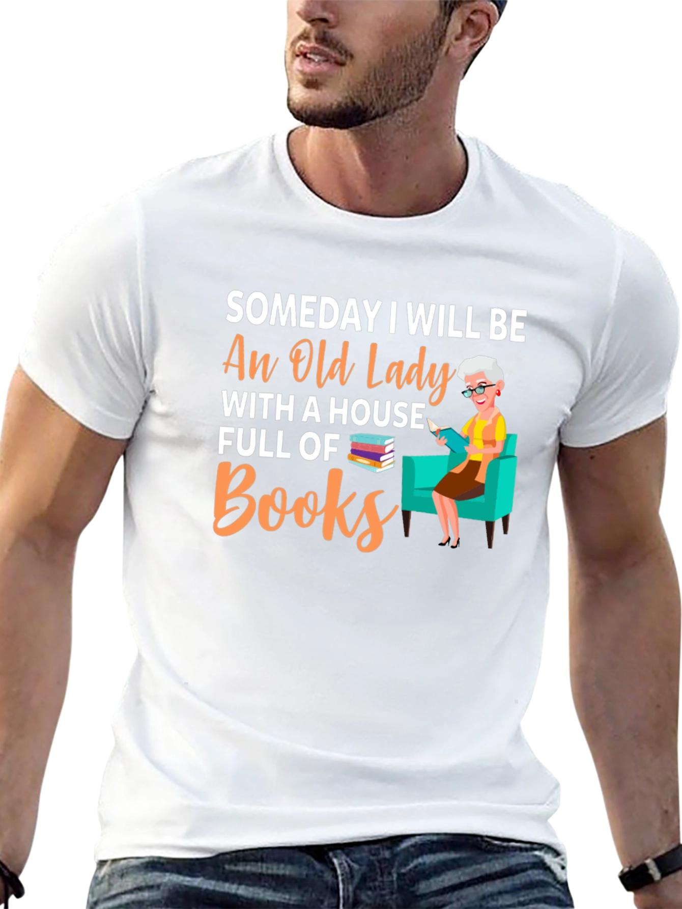 Old Lady with Books T-Shirt