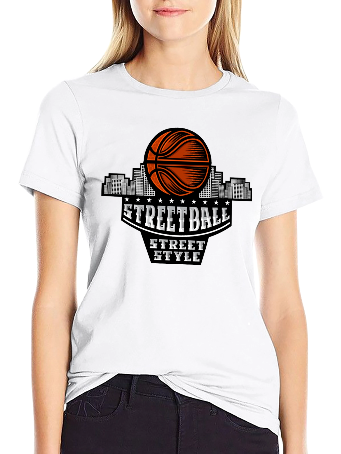 Streetball Style Graphic Tee - Urban Basketball Shirt