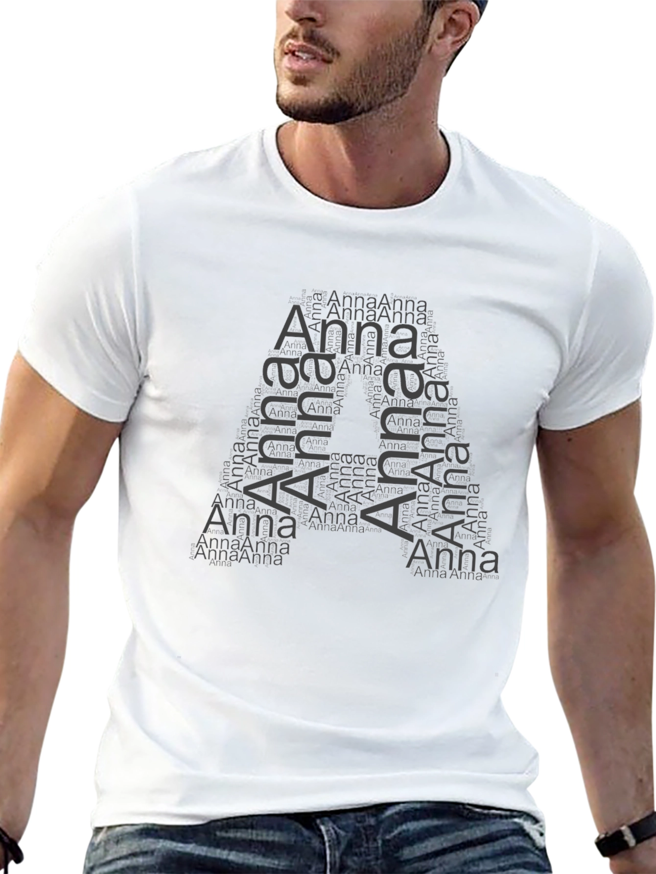 Anna Word Art Initial A Black T-Shirt