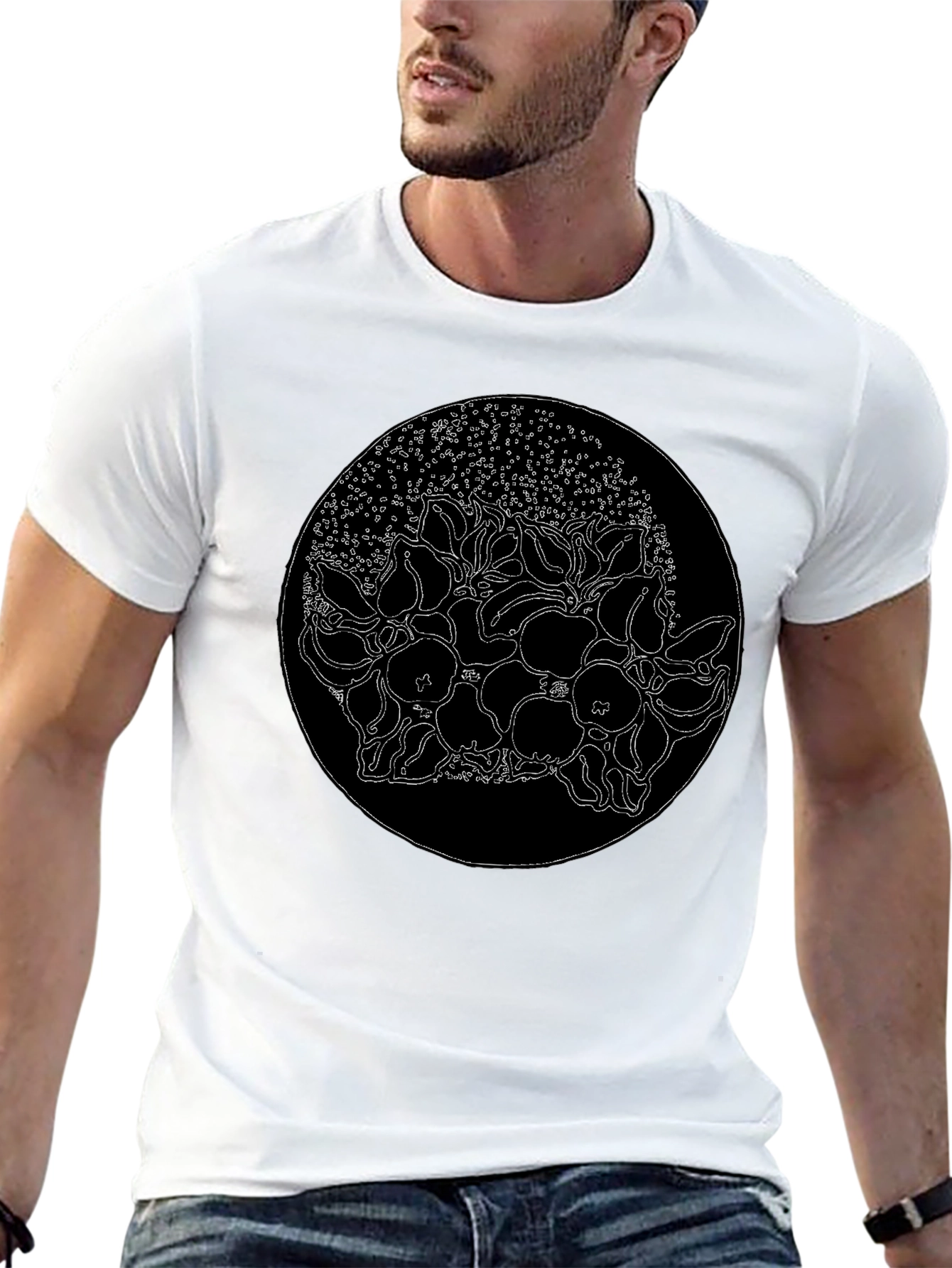 Floral Circle Graphic Tee - Stylish Mens T-Shirt