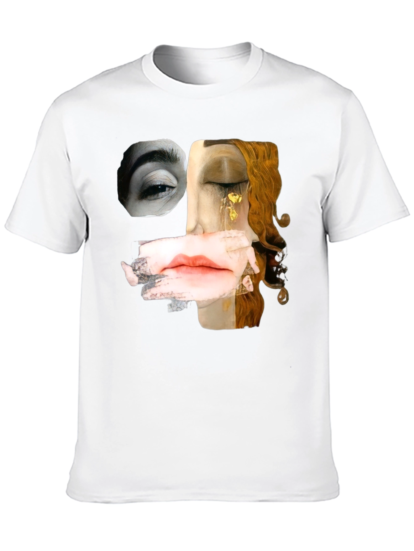 Abstract Face Print Black T-Shirt