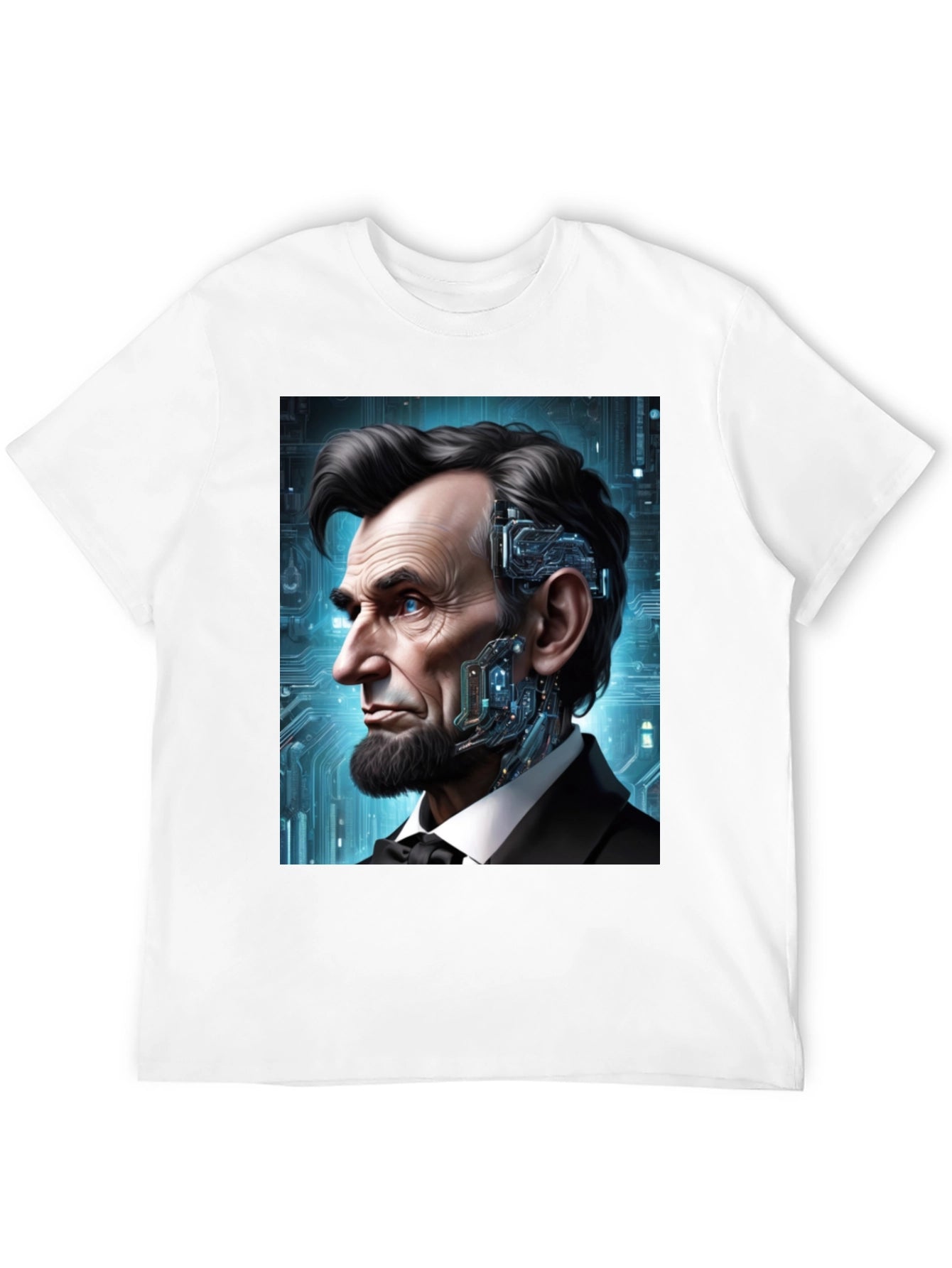 Cyberpunk Lincoln T-Shirt - Futuristic President Design