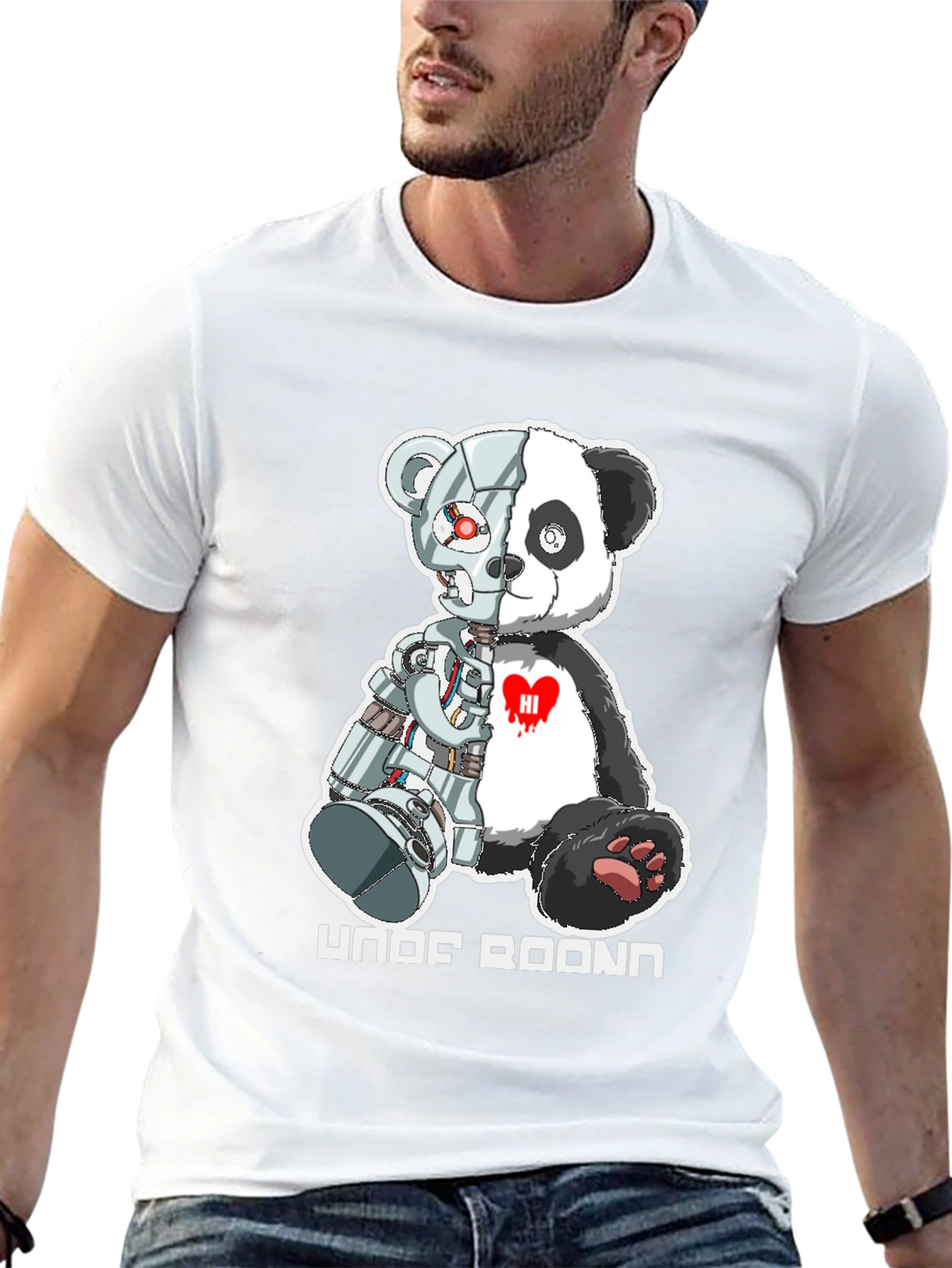 Cyber Panda Bear Graphic T-Shirt