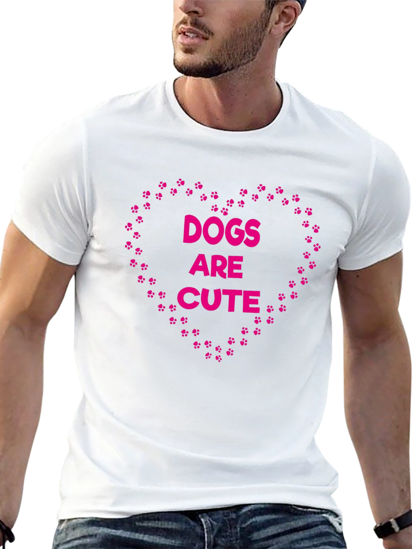 Dogs Are Cute T-Shirt - Paw Print Heart Design