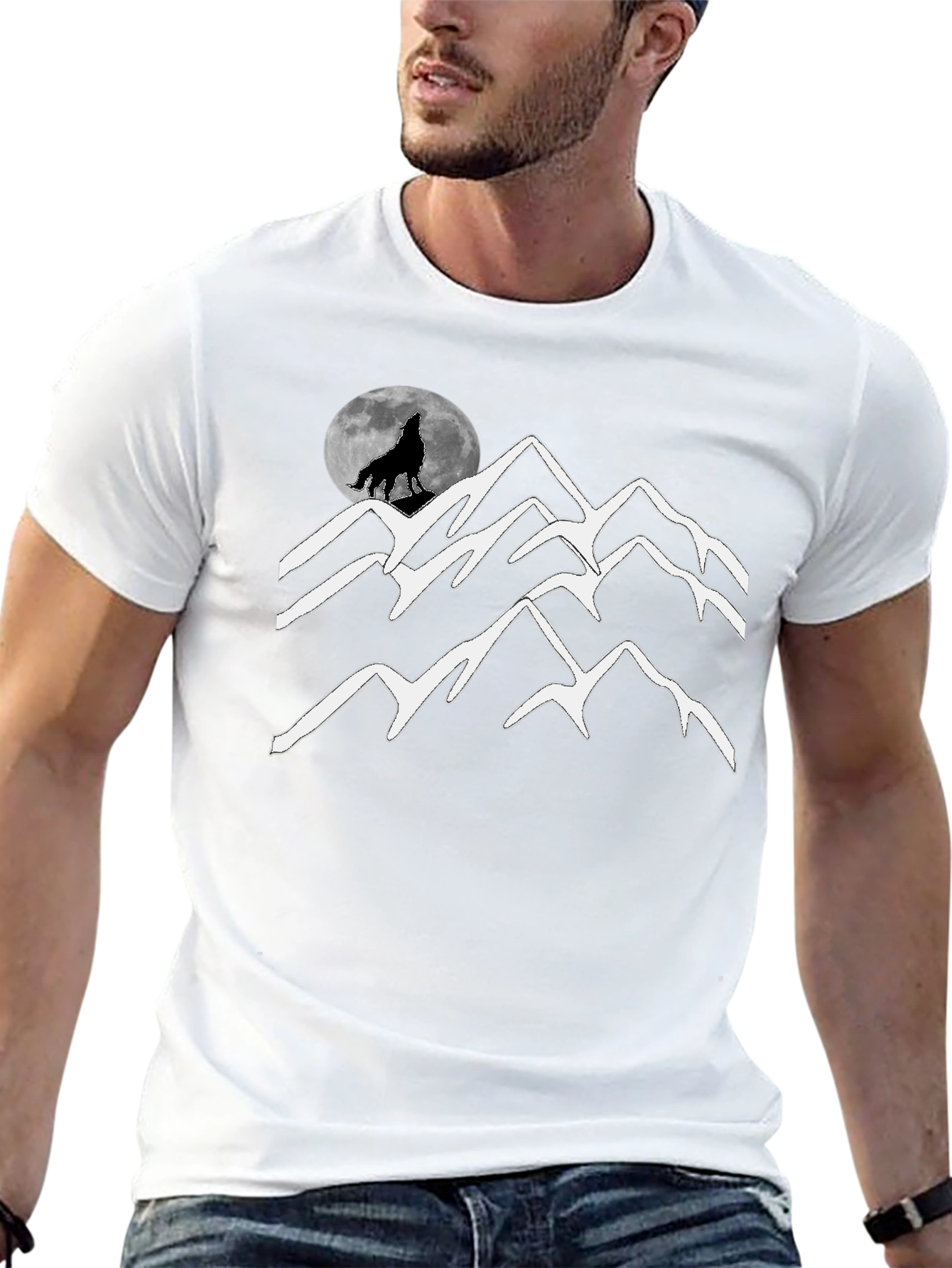 Wolf Moon Mountain Graphic Tee - Black