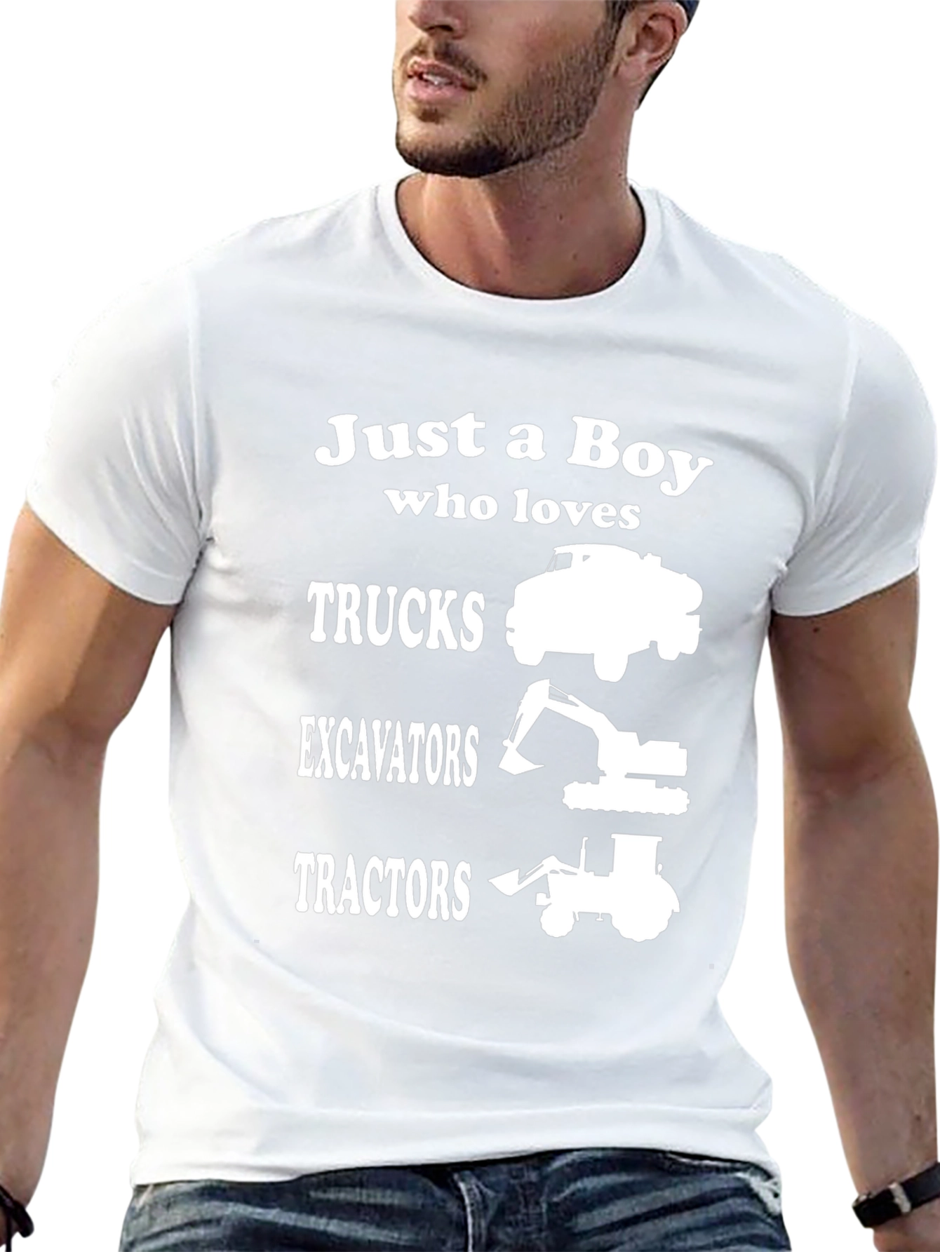 Boy Who Loves Trucks Excavators Tractors T-Shirt