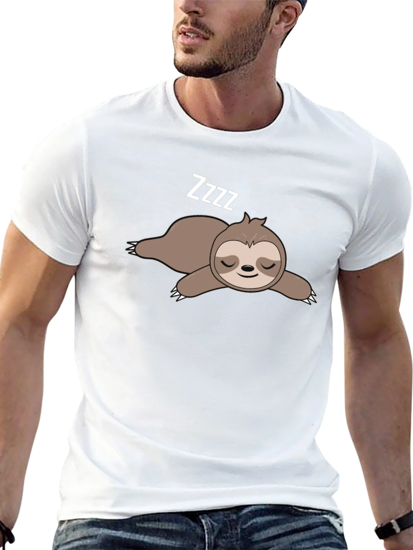 Sleeping Sloth Graphic T-Shirt - Black