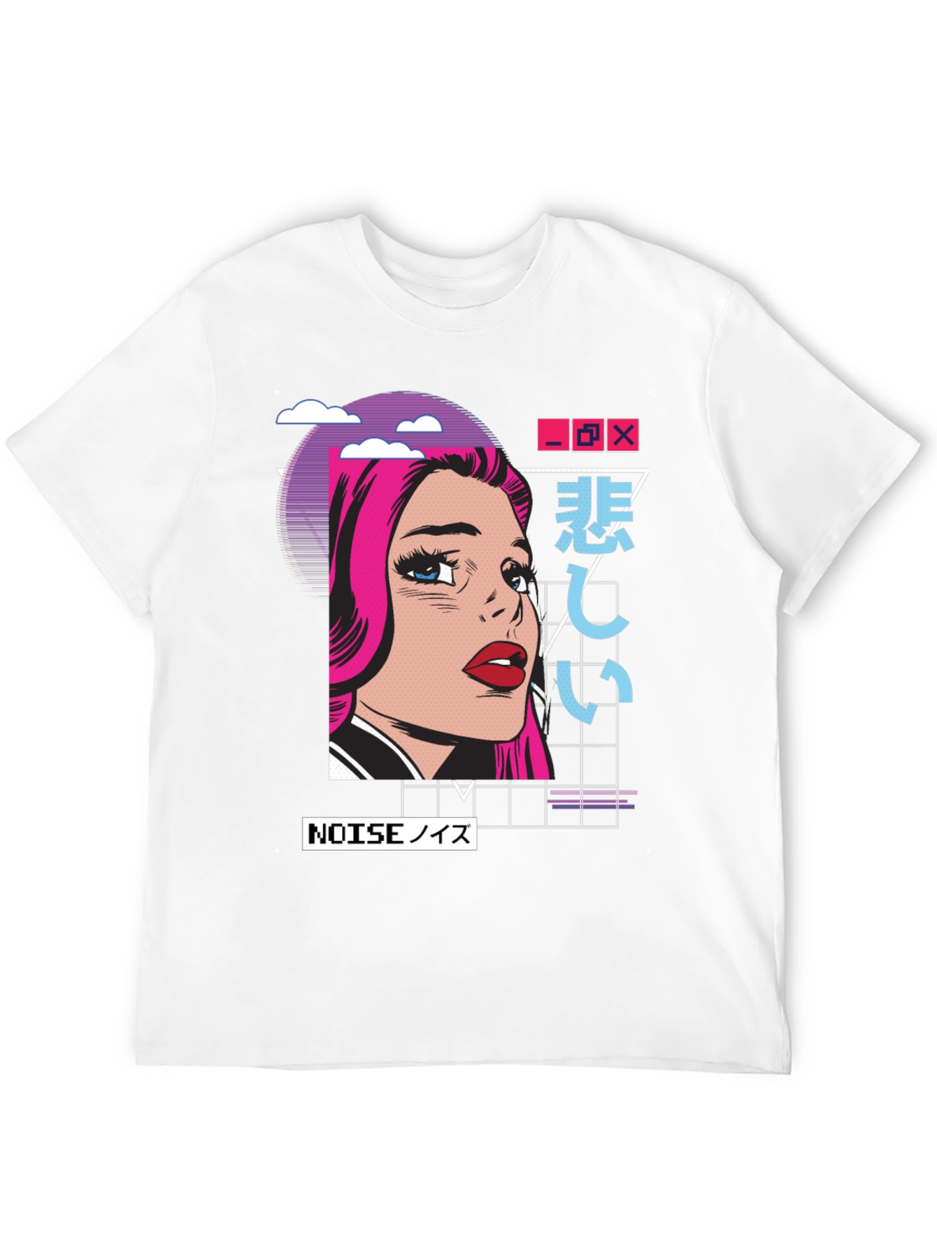 Retro Anime Girl Graphic T-Shirt - Black