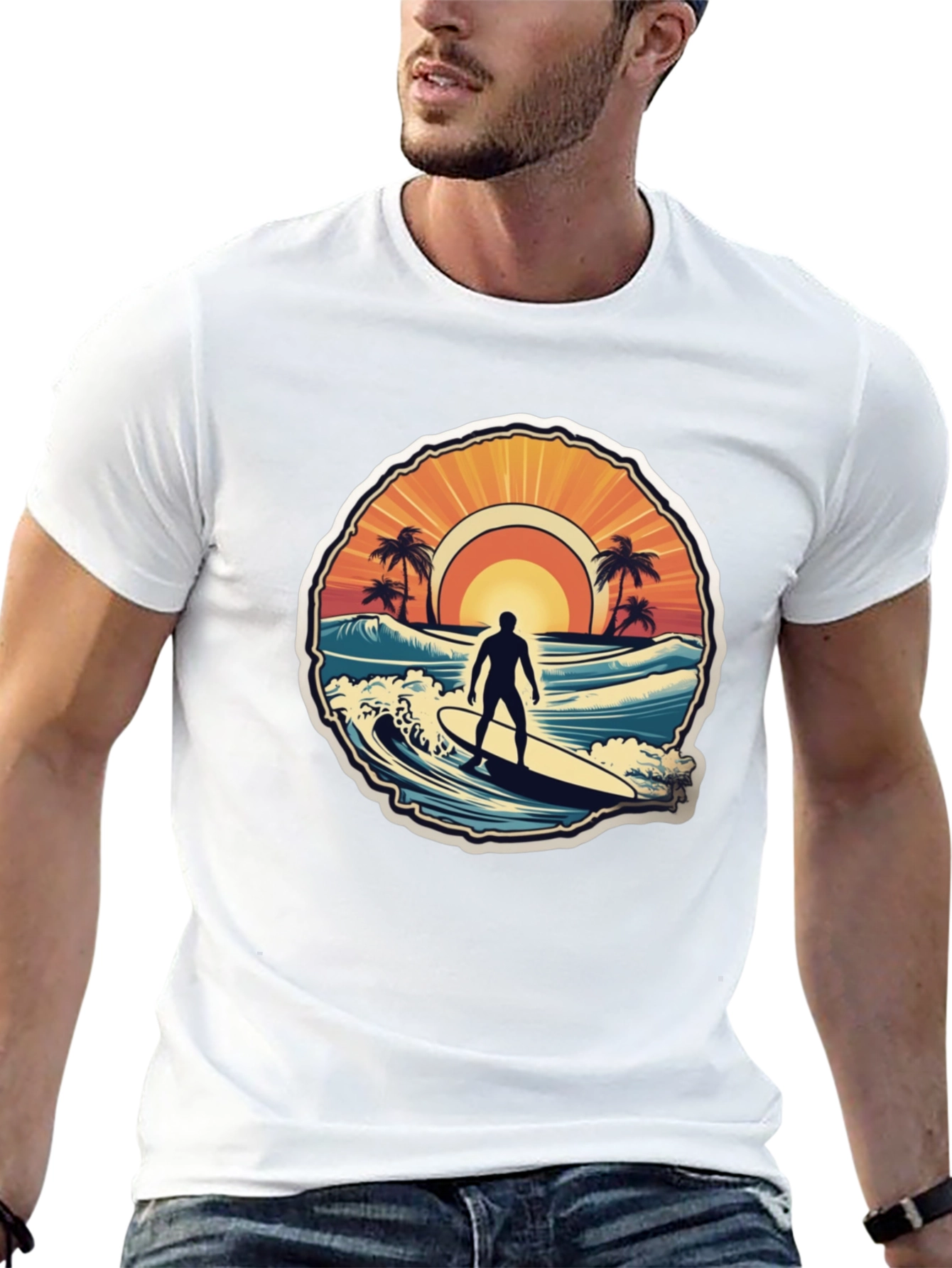 Surfing Vibes T-Shirt - Ocean Scene Design