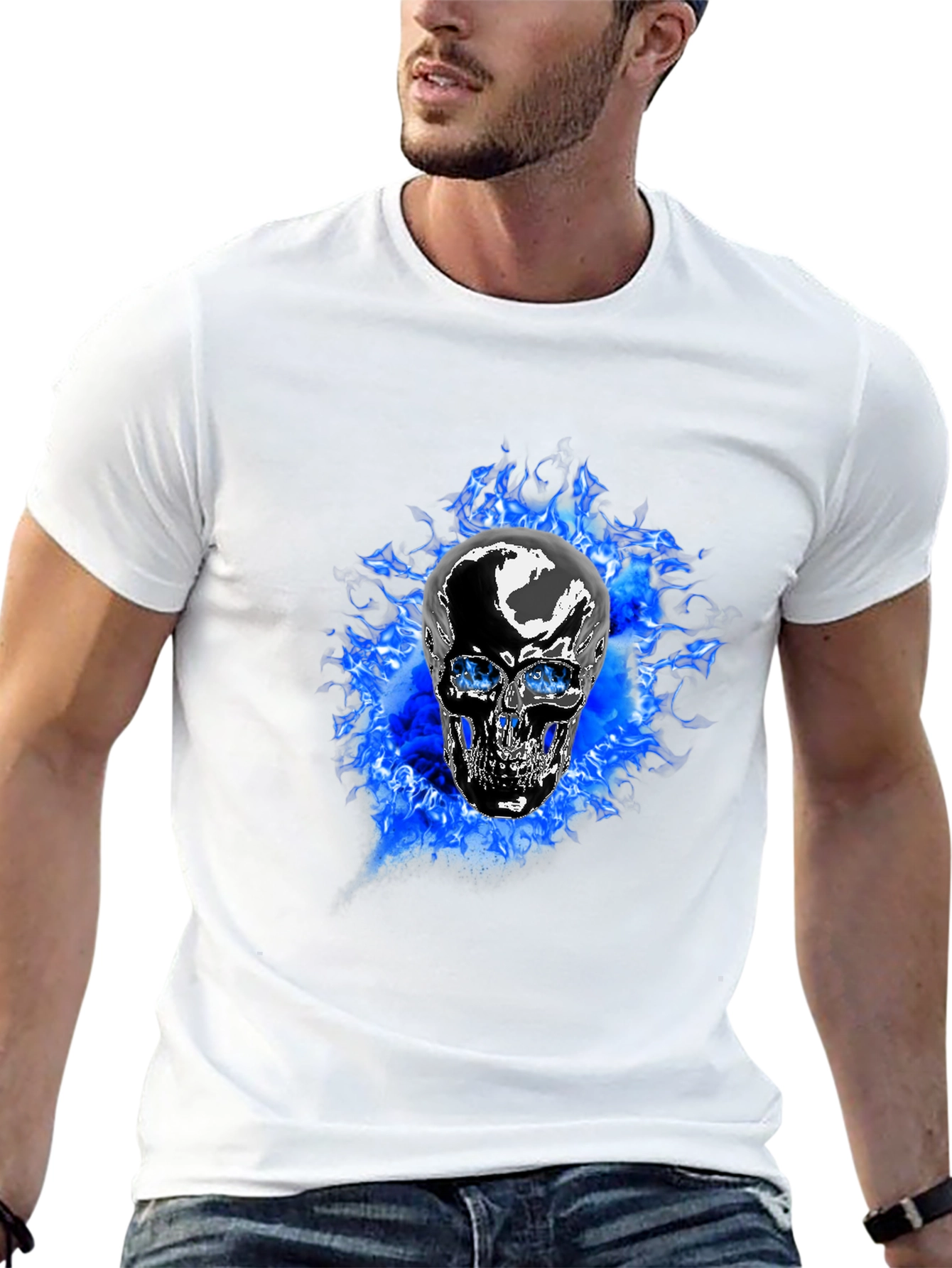 Fiery Skull Graphic T-Shirt