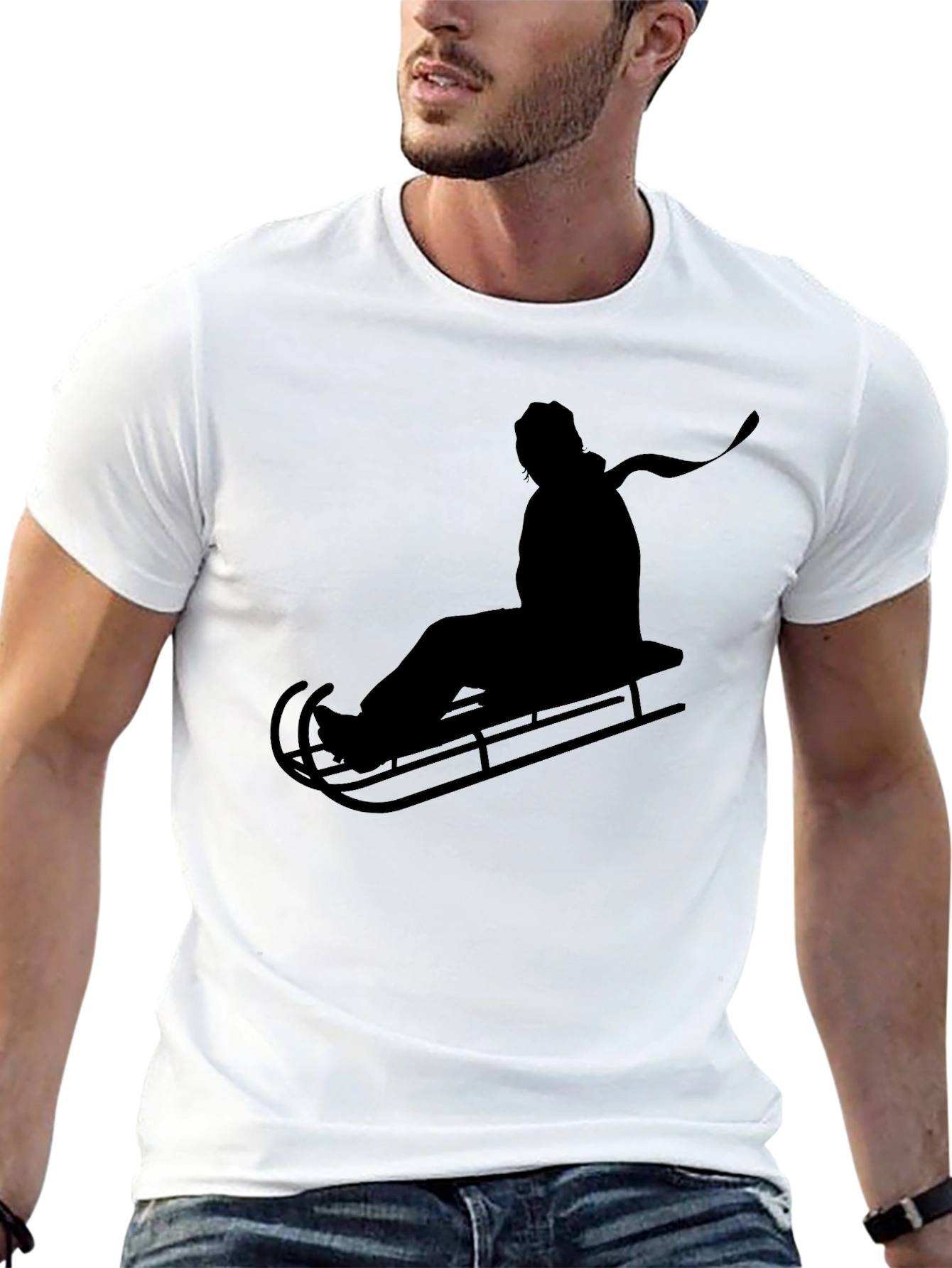 Sledding Silhouette Tee - Black Graphic T-Shirt