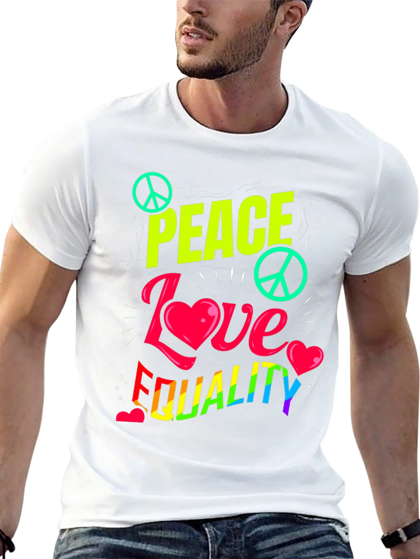 Peace Love Equality Graphic Tee - Rainbow Pride Shirt