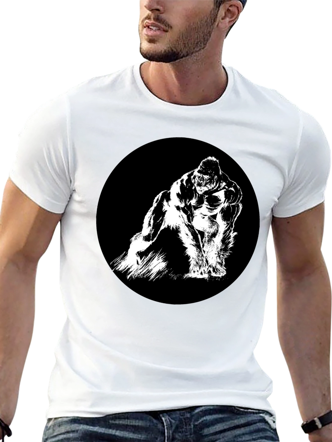Gorilla Graphic Tee - Black Crew Neck T-Shirt