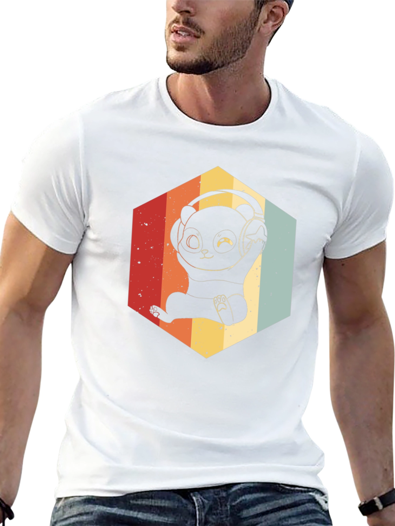 Retro Panda DJ T-Shirt