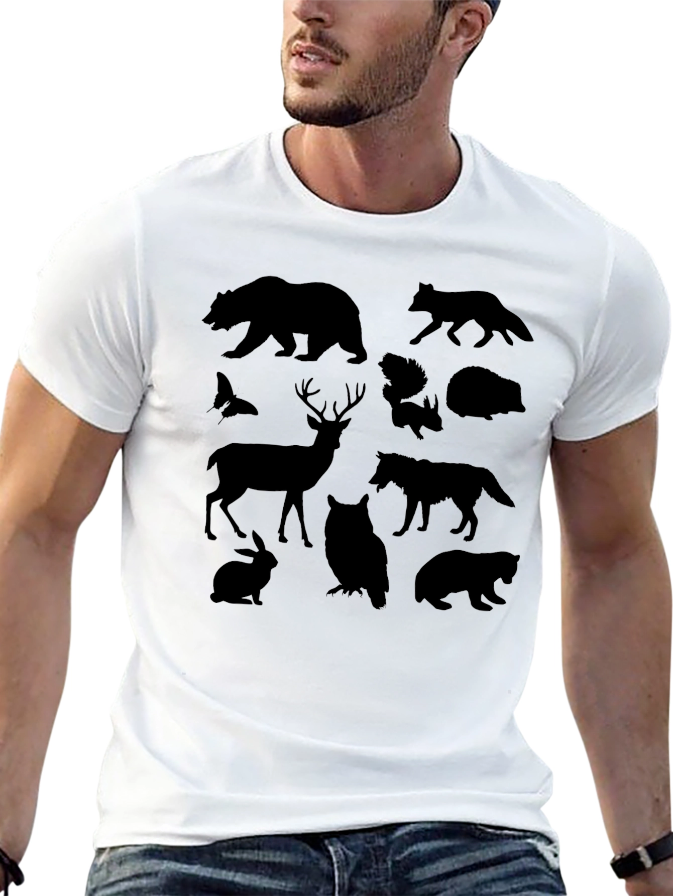 Wildlife Silhouette Graphic Tee - Unisex Black T-Shirt