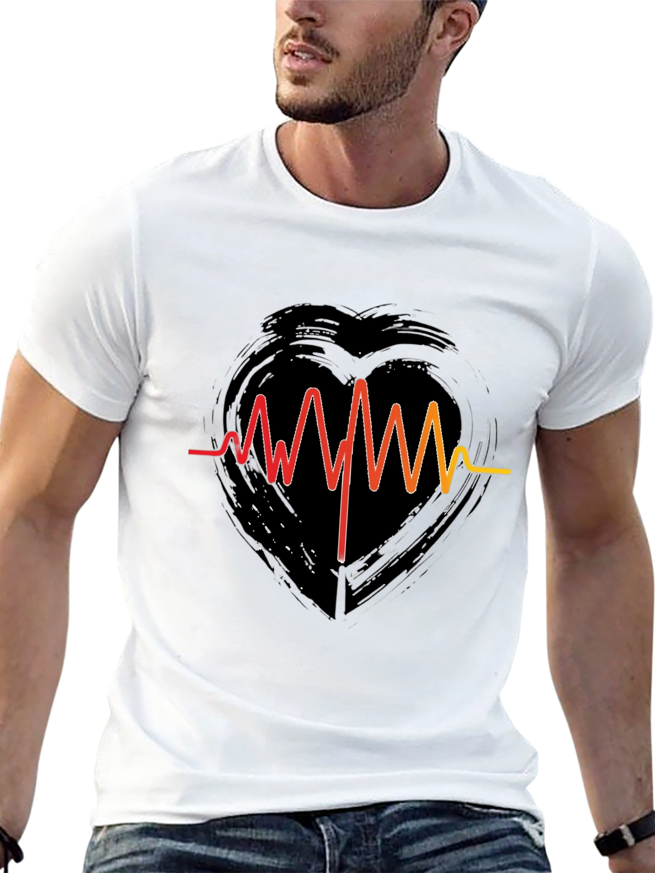 Heartbeat Heart Grunge Graphic T-Shirt