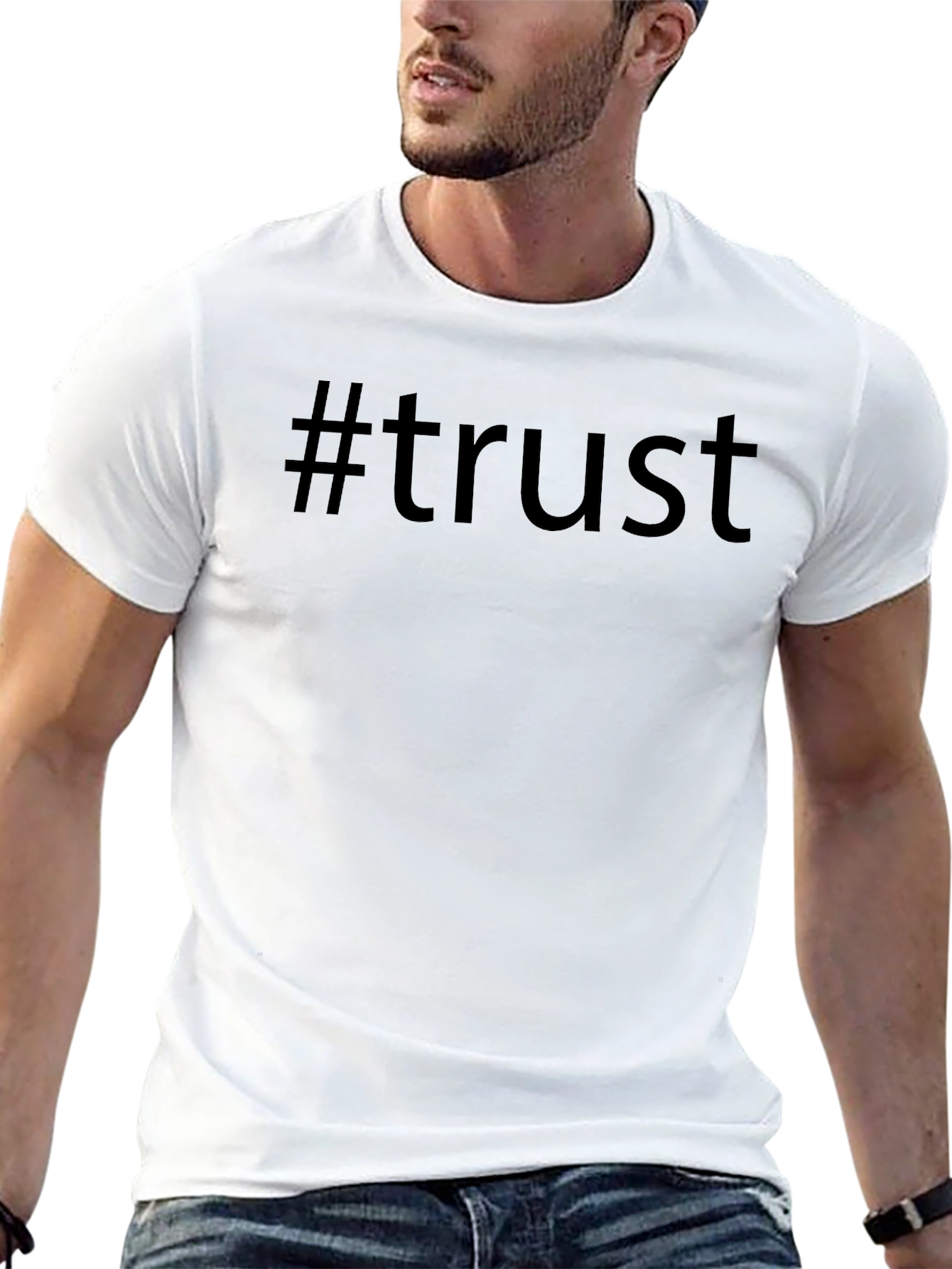 #trust Black Graphic T-Shirt - Casual Style