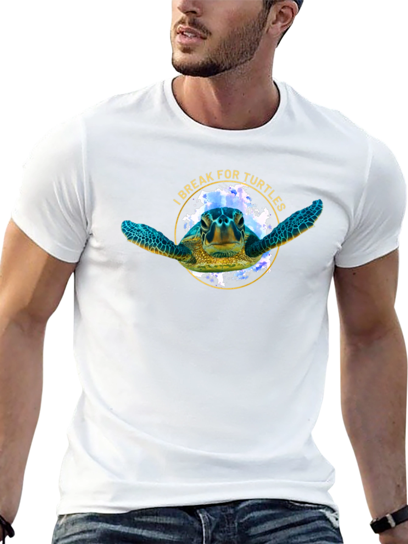 I Break For Turtles Black Graphic T-Shirt
