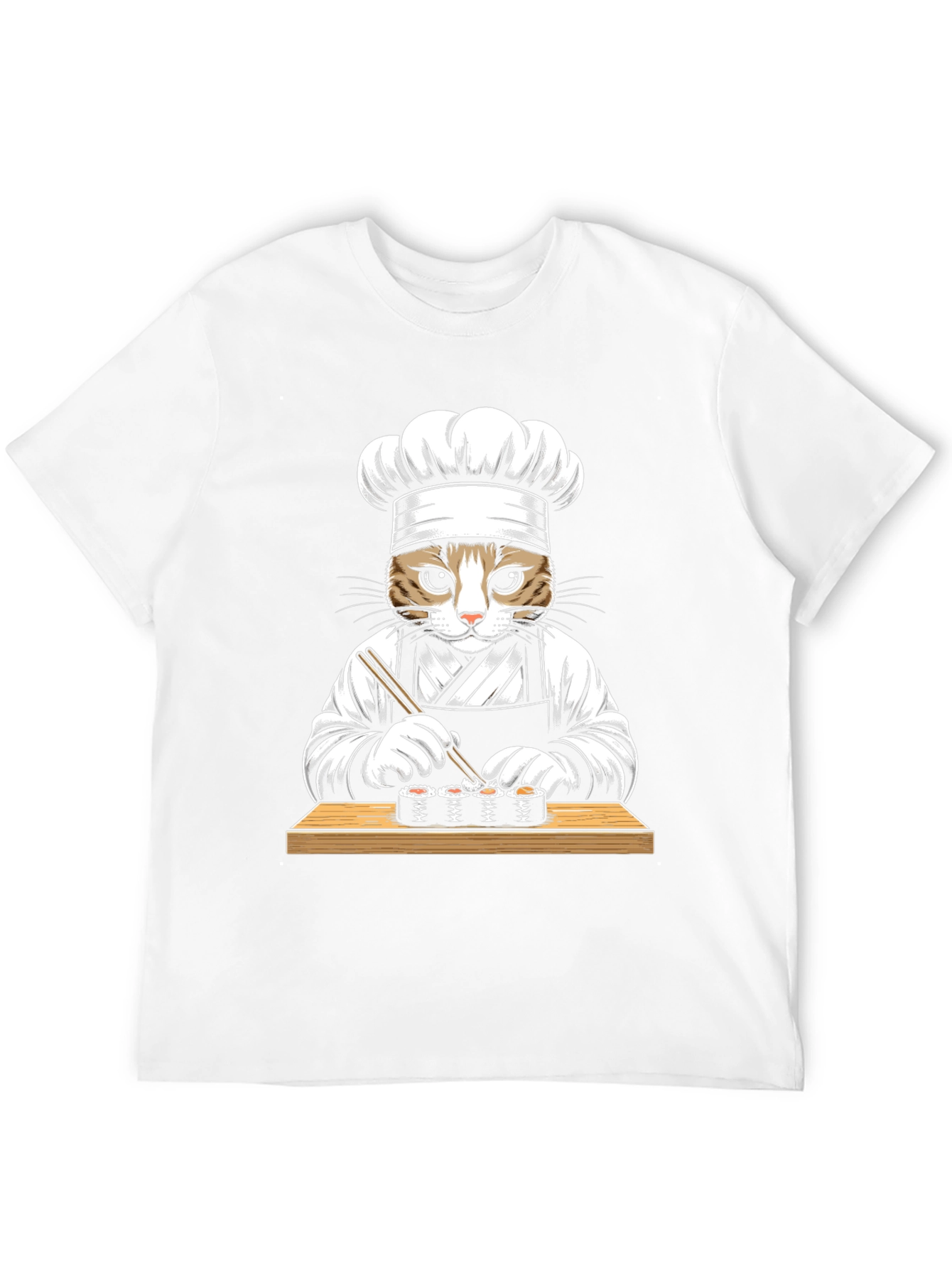 Cat Sushi Chef Graphic Tee - Unisex Black T-Shirt