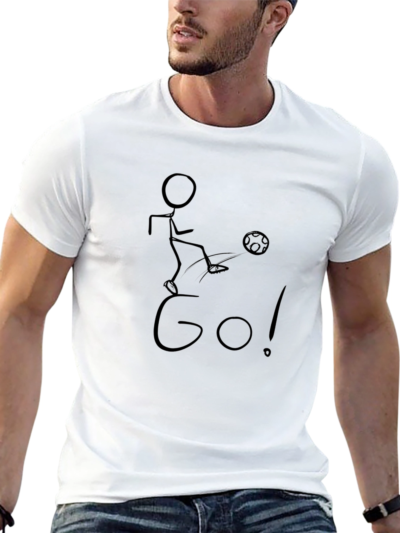 Stick Figure Soccer Go! Black T-Shirt