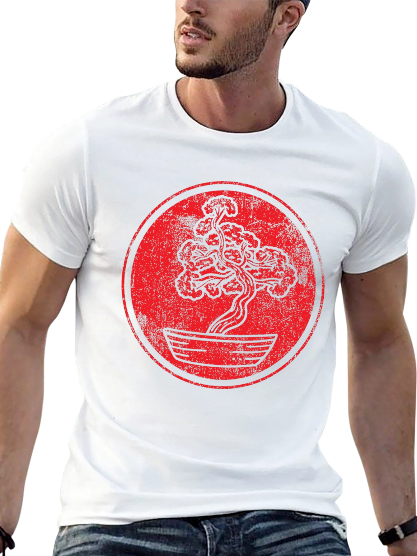 Bonsai Tree Graphic T-Shirt - Distressed Style