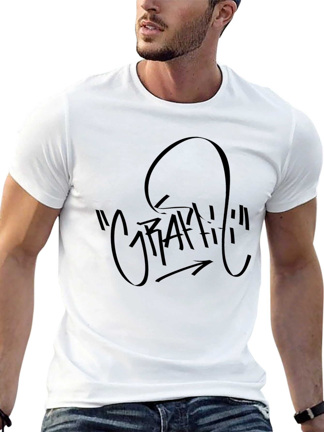 Mens Black Graffiti Graphic Print T-Shirt