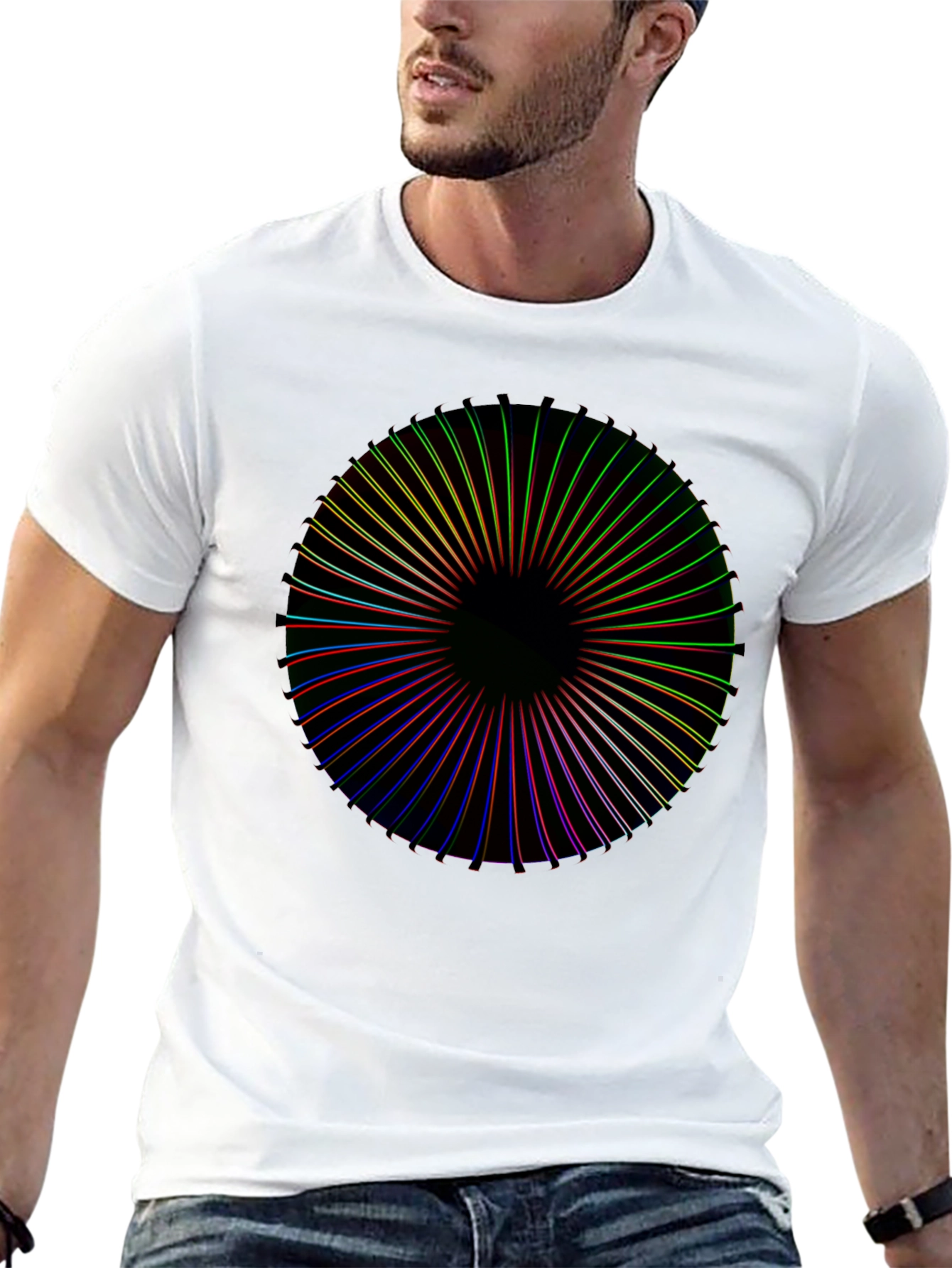 Abstract Spectrum Graphic Black T-Shirt