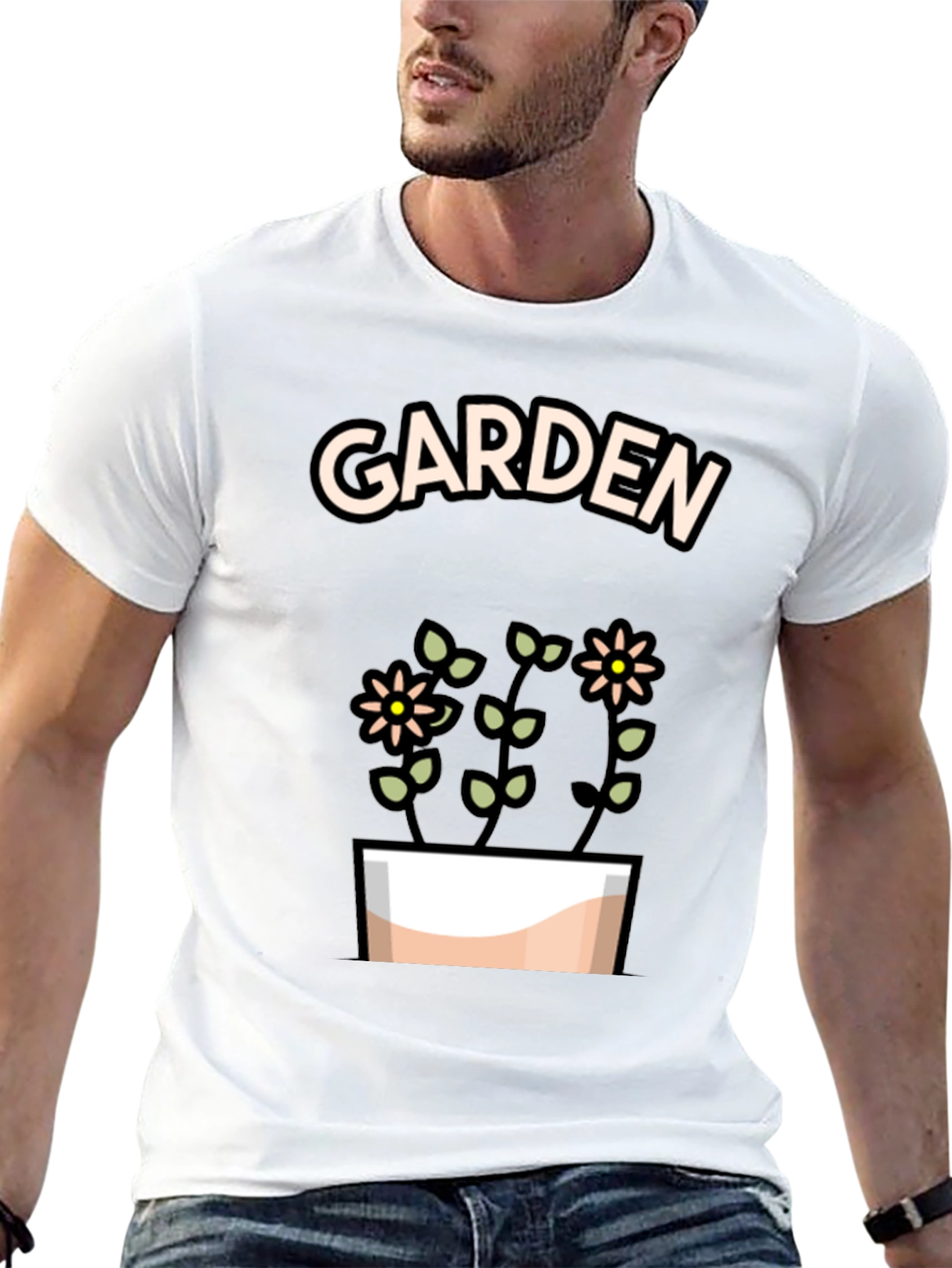 Garden Flowers Graphic Tee - Stylish Black T-Shirt