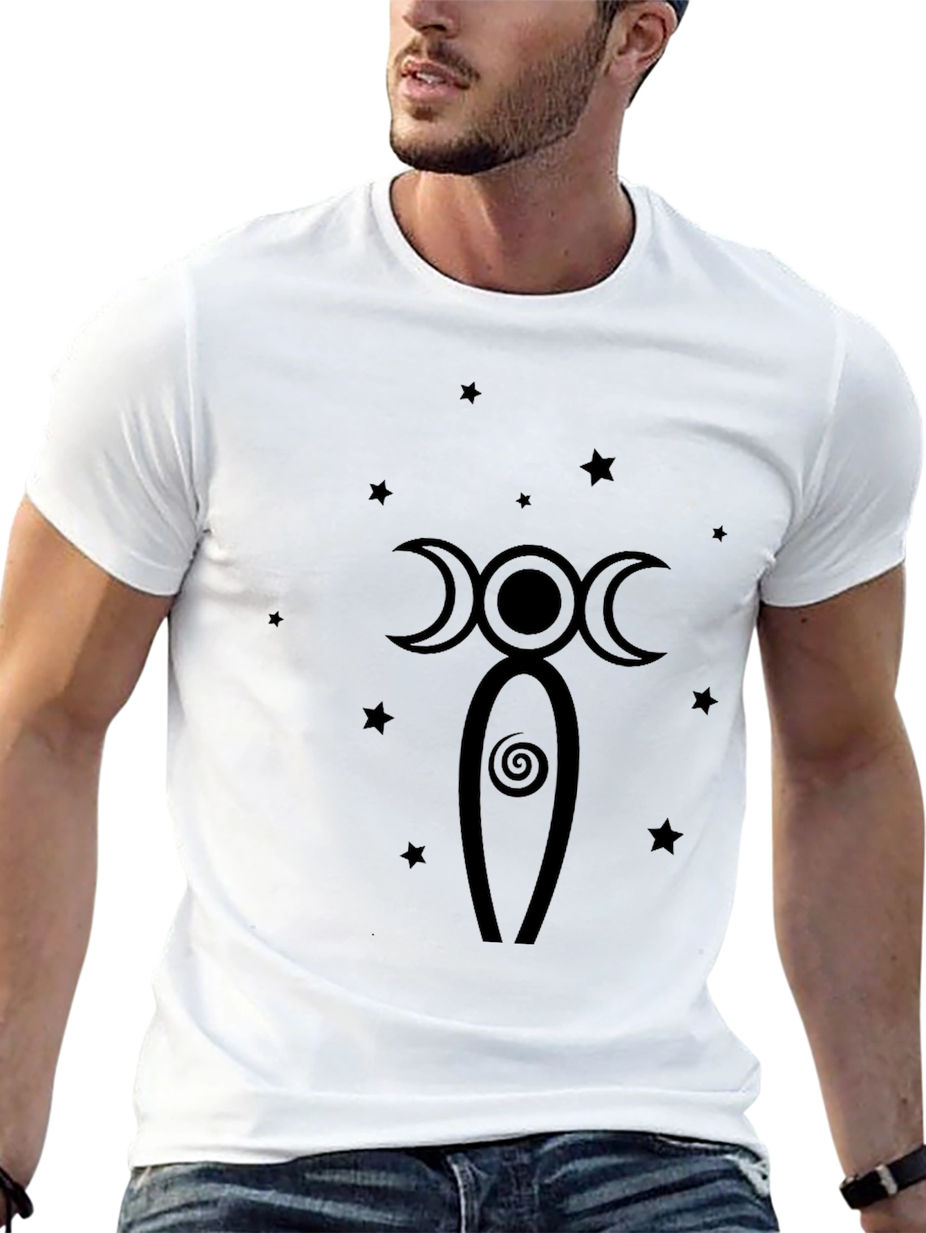 Triple Moon Goddess Graphic Black T-Shirt