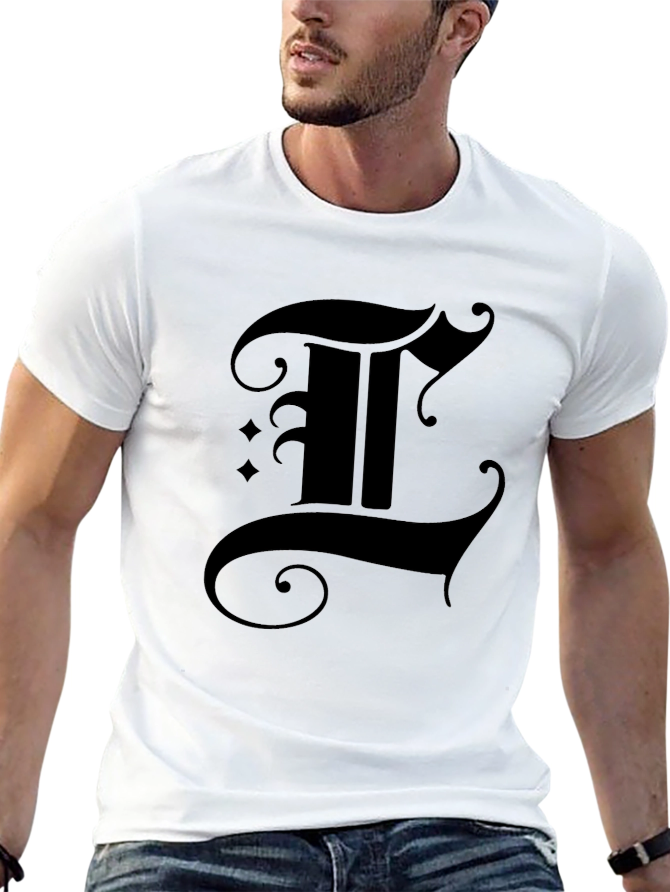 Gothic Letter T Black T-Shirt