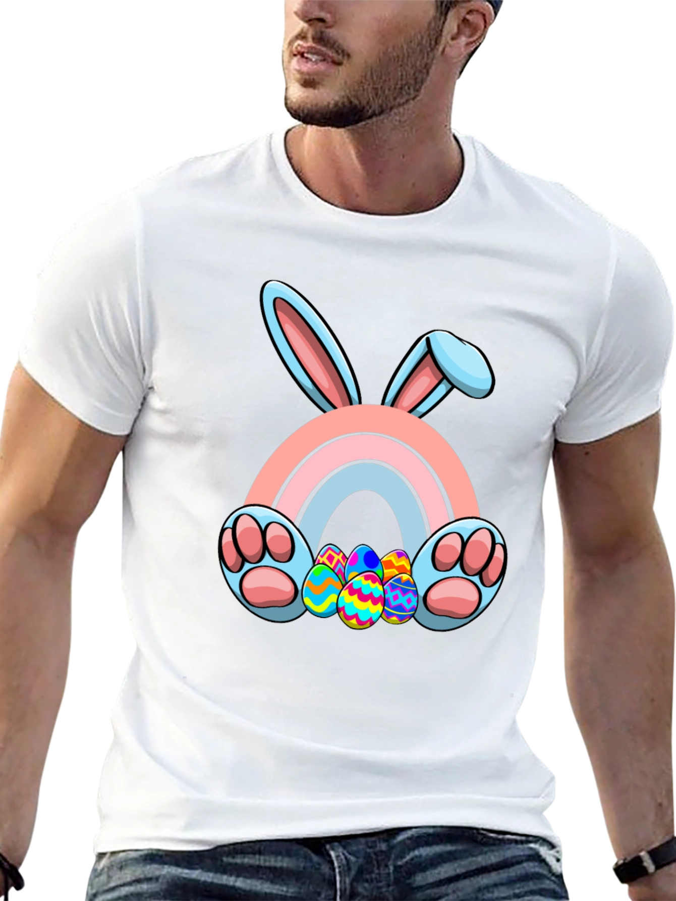 Easter Bunny Rainbow Eggs Graphic Tee