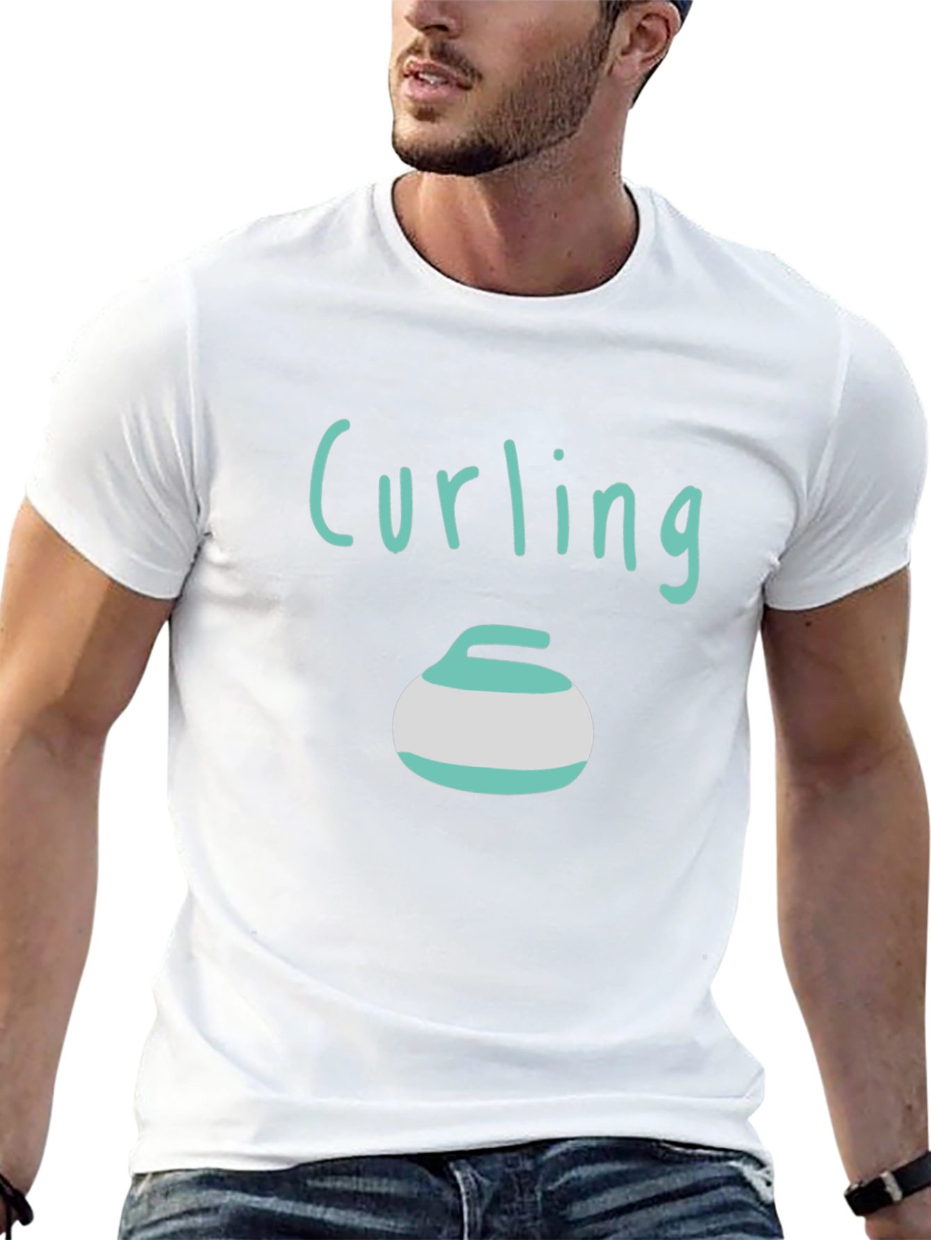 Curling Stone T-Shirt - Black Graphic Tee