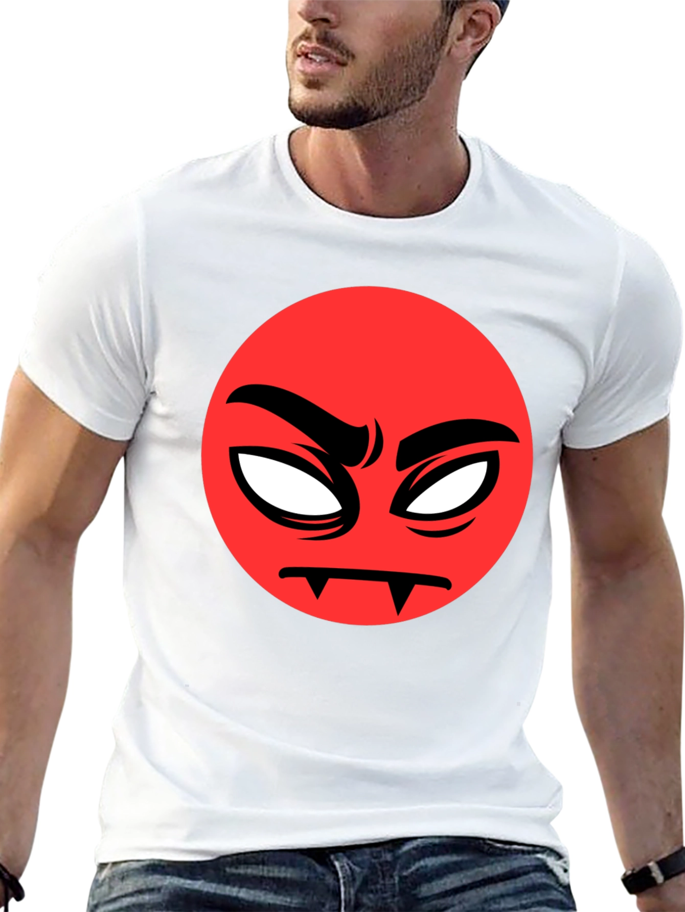 Red Angry Emoji Graphic Black T-Shirt