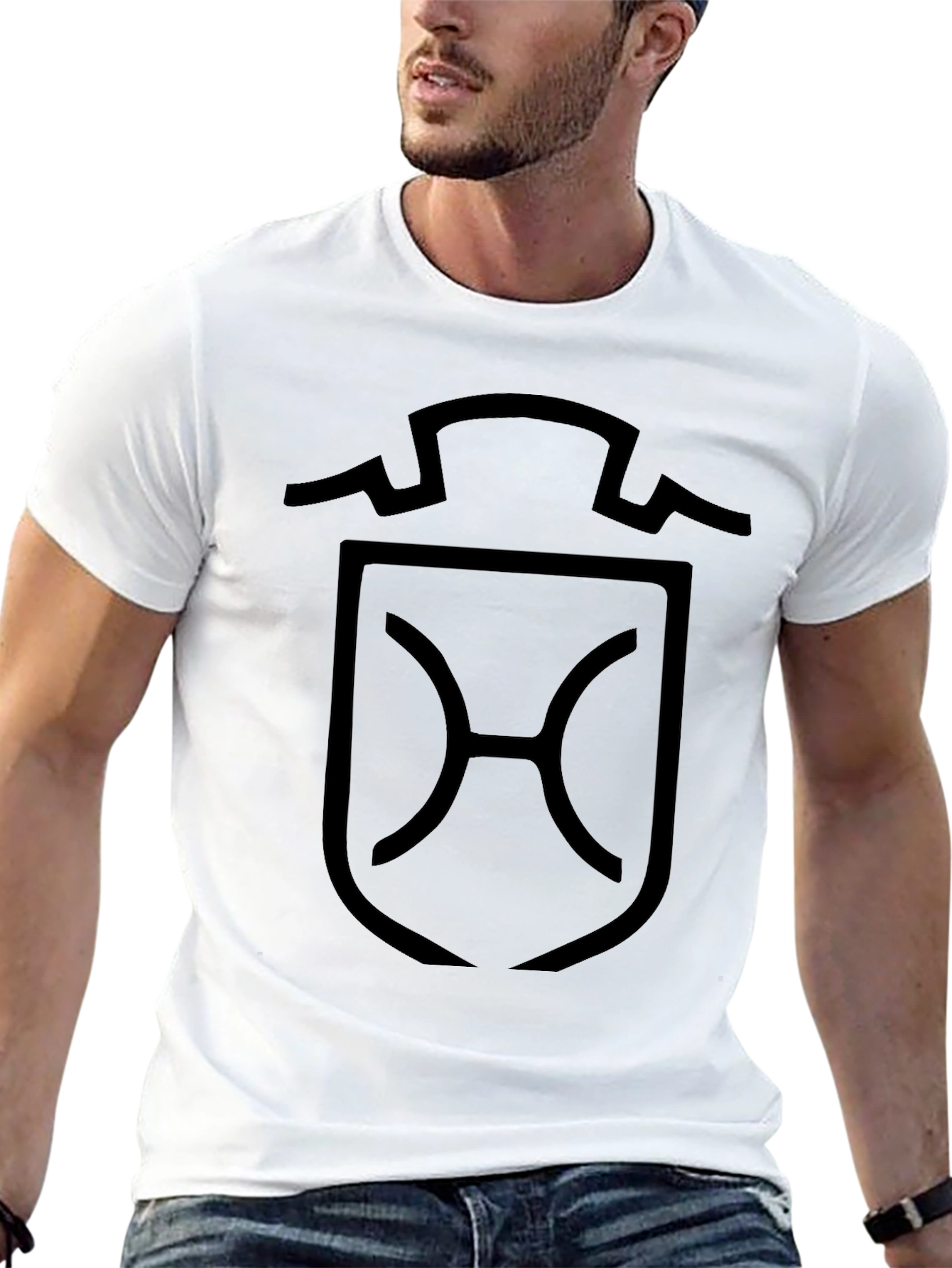 Minimalist Black T-Shirt with Shield Graphic